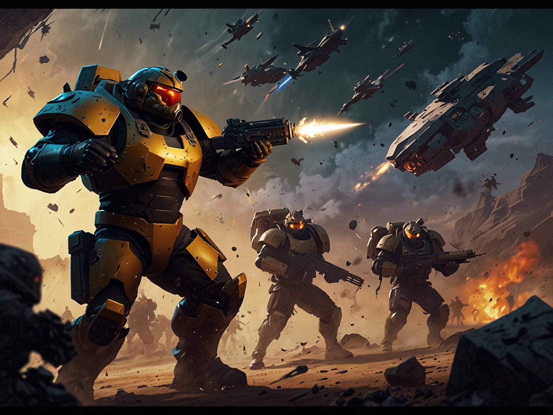 A screenshot of a player battling enemies in Helldivers 2, demonstrating the smoother performance and balanced gameplay resulting from the 01.000.403 update.