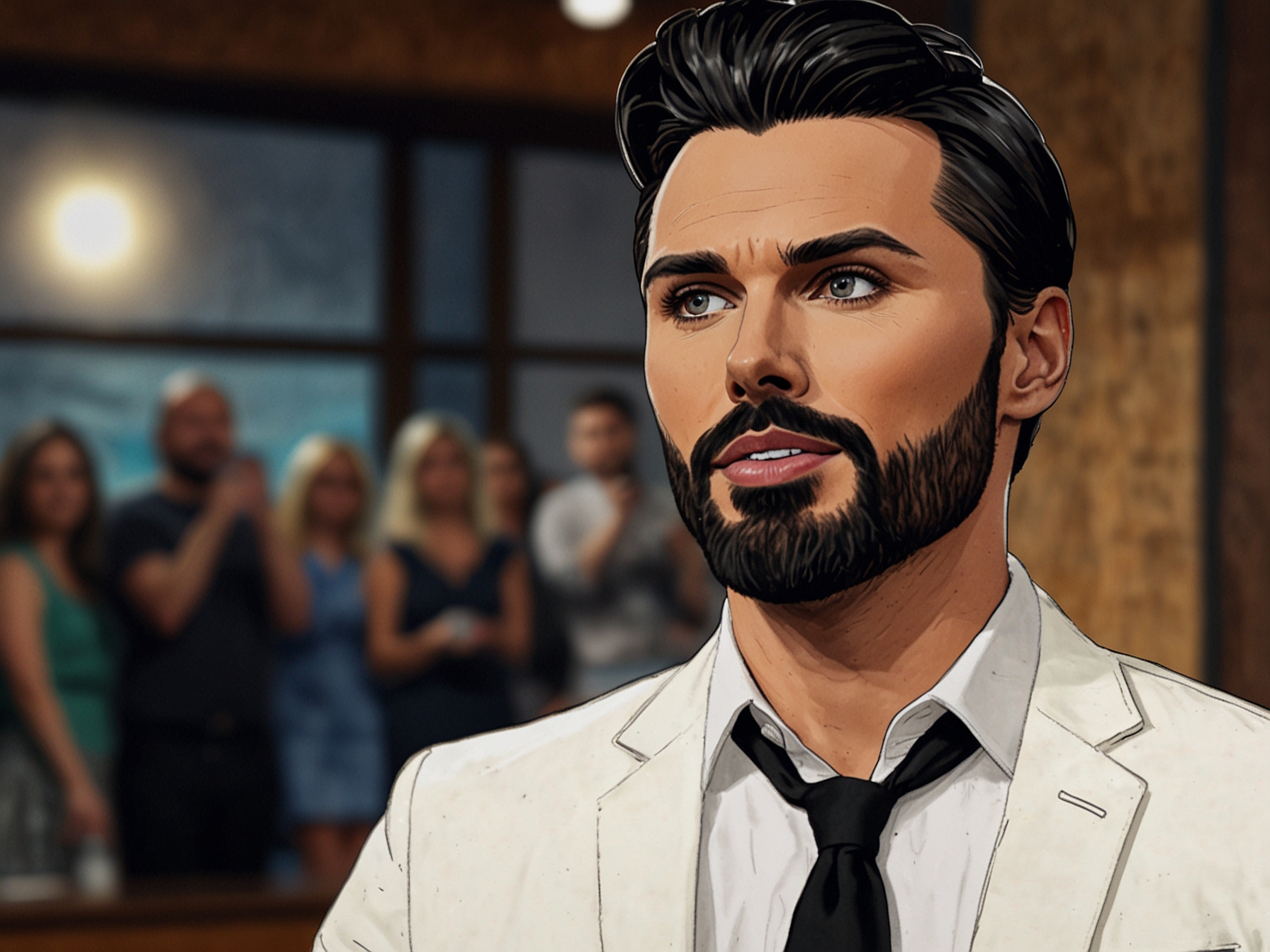 Rylan Clark during a television appearance, highlighting his public persona before discussing the severe impact of his mental health breakdown.