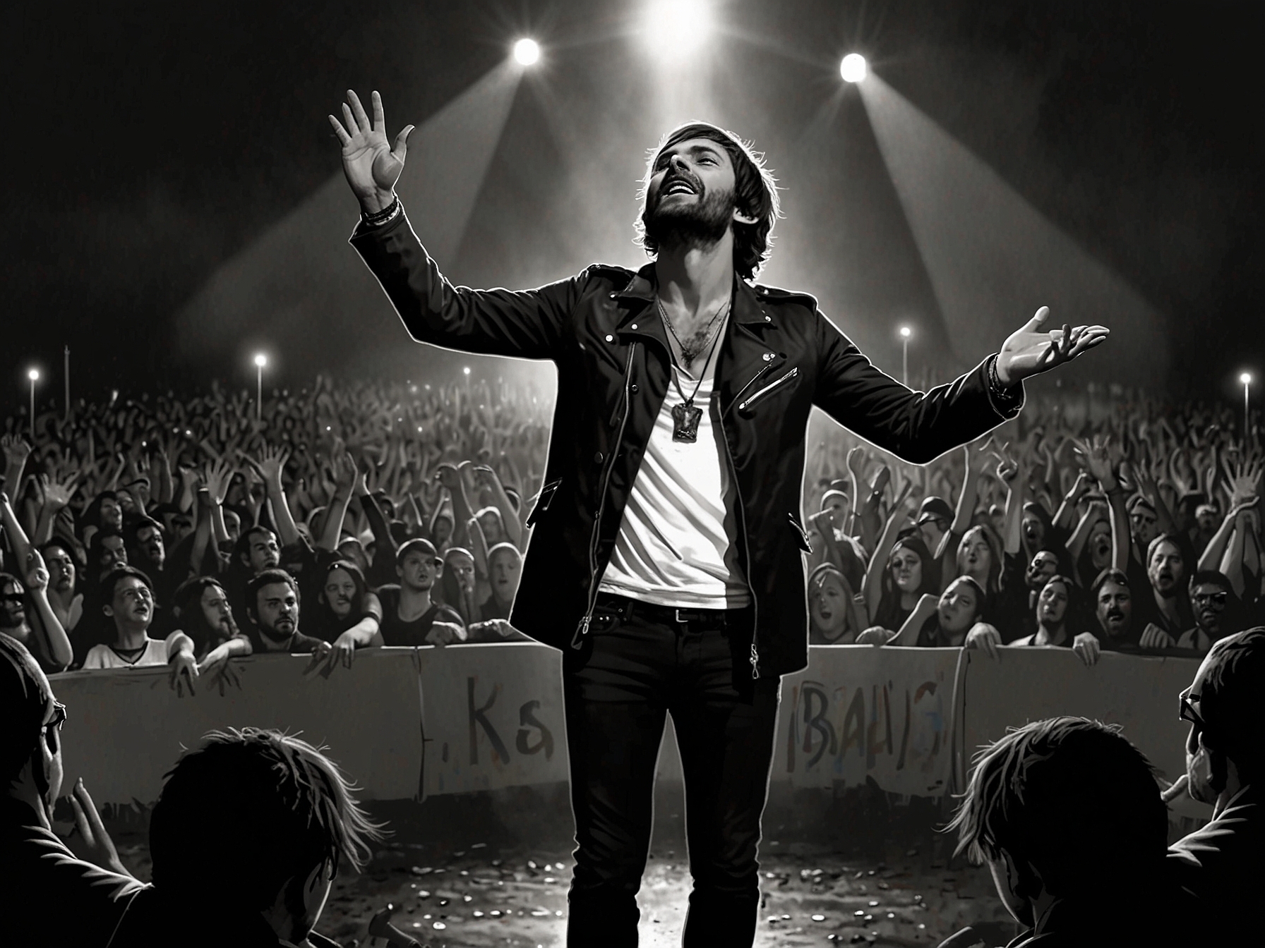 Kasabian performing at Glastonbury without Tom Meighan, highlighting the band's resilience and comeback amid contrasting fortunes following his departure.