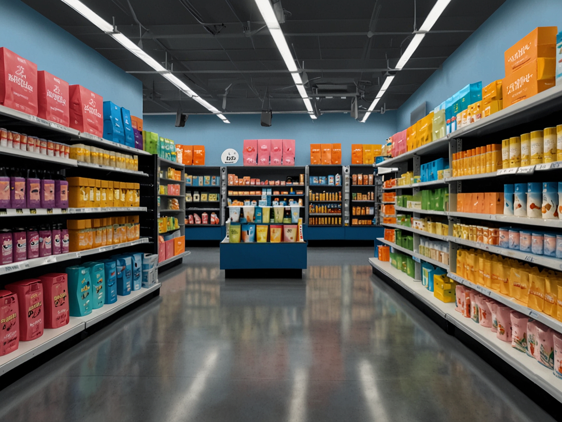 A vibrant Walmart store aisle showcasing the new Charlotte's Web CBD topical products, including balm sticks, creams, and cooling gels, with clear labeling of ingredients and benefits.