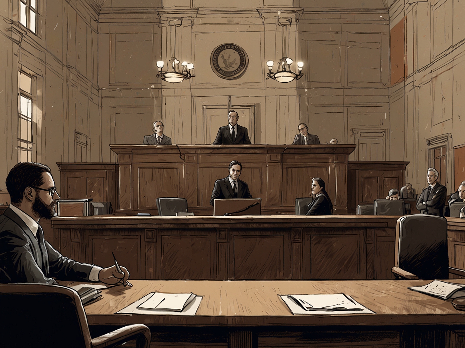 Visual representation of a courtroom setting, symbolizing the legal battles and decisions impacting the classification of gig workers in California.