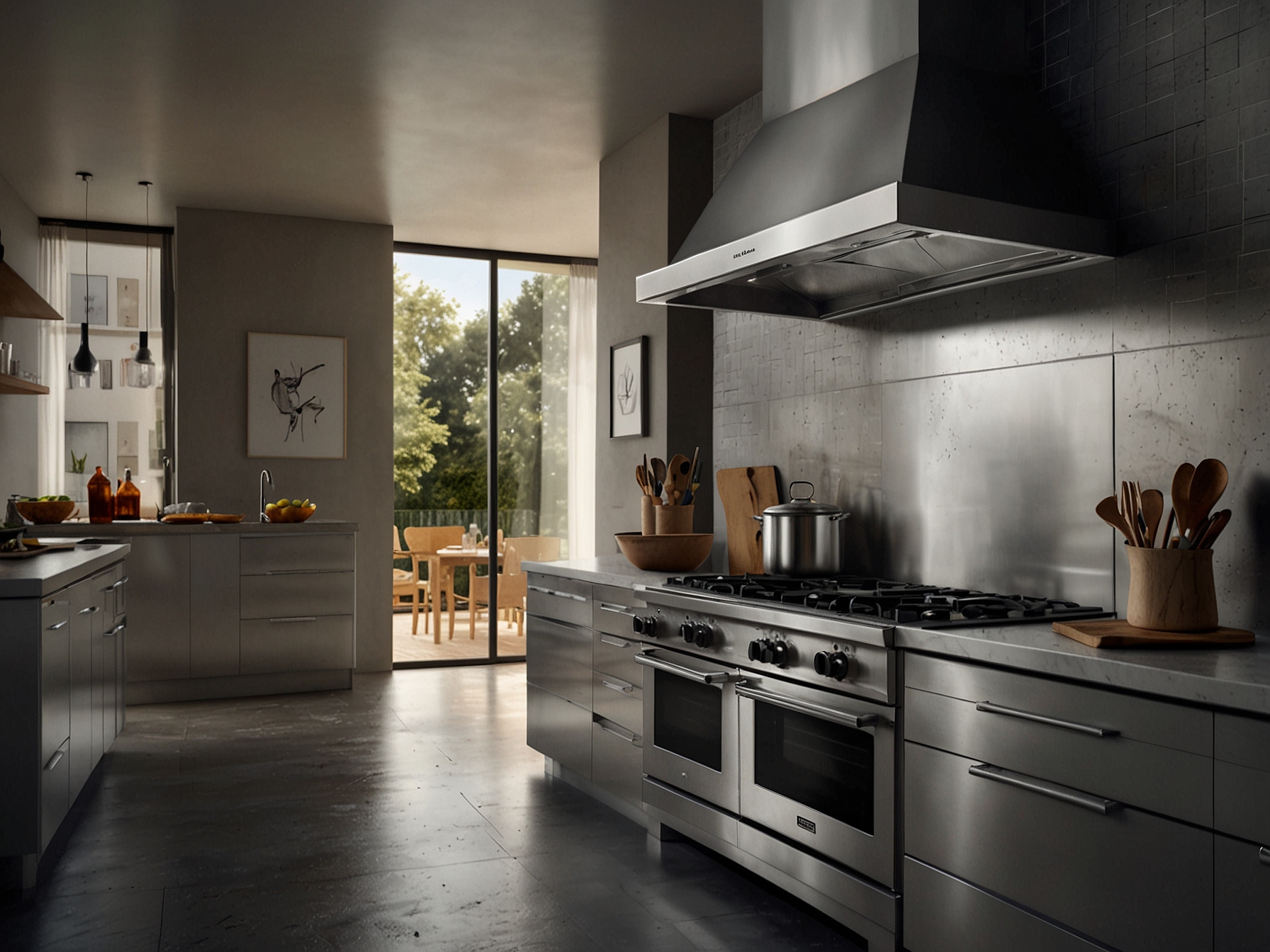 A modern kitchen showcasing a sleek stainless steel gas stove with multiple burners, highlighting its versatility, instant heat, and precise temperature control for various cooking styles.