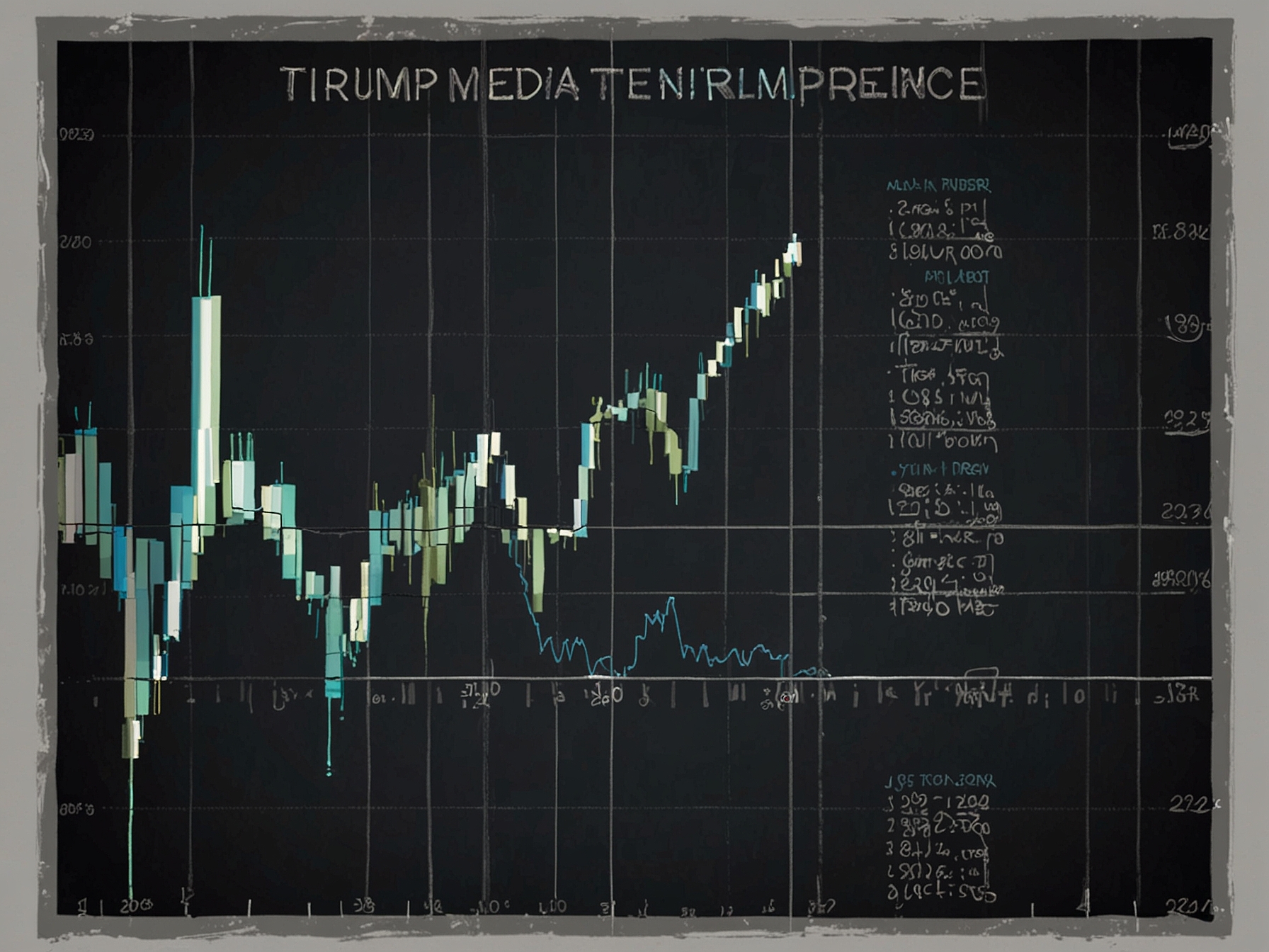 A graph showing the rising stock prices of Trump Media & Technology, reflecting increased investor confidence following the first U.S. presidential debate.