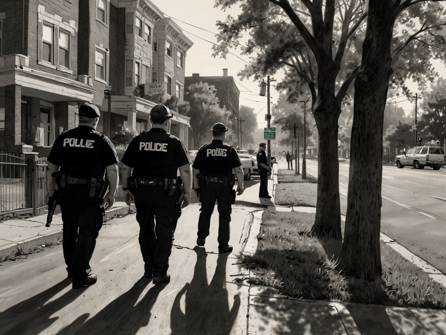 Richmond Police officers conducting increased patrols around the area where the fatal shootings occurred, as ongoing investigations aim to bring the perpetrators to justice.