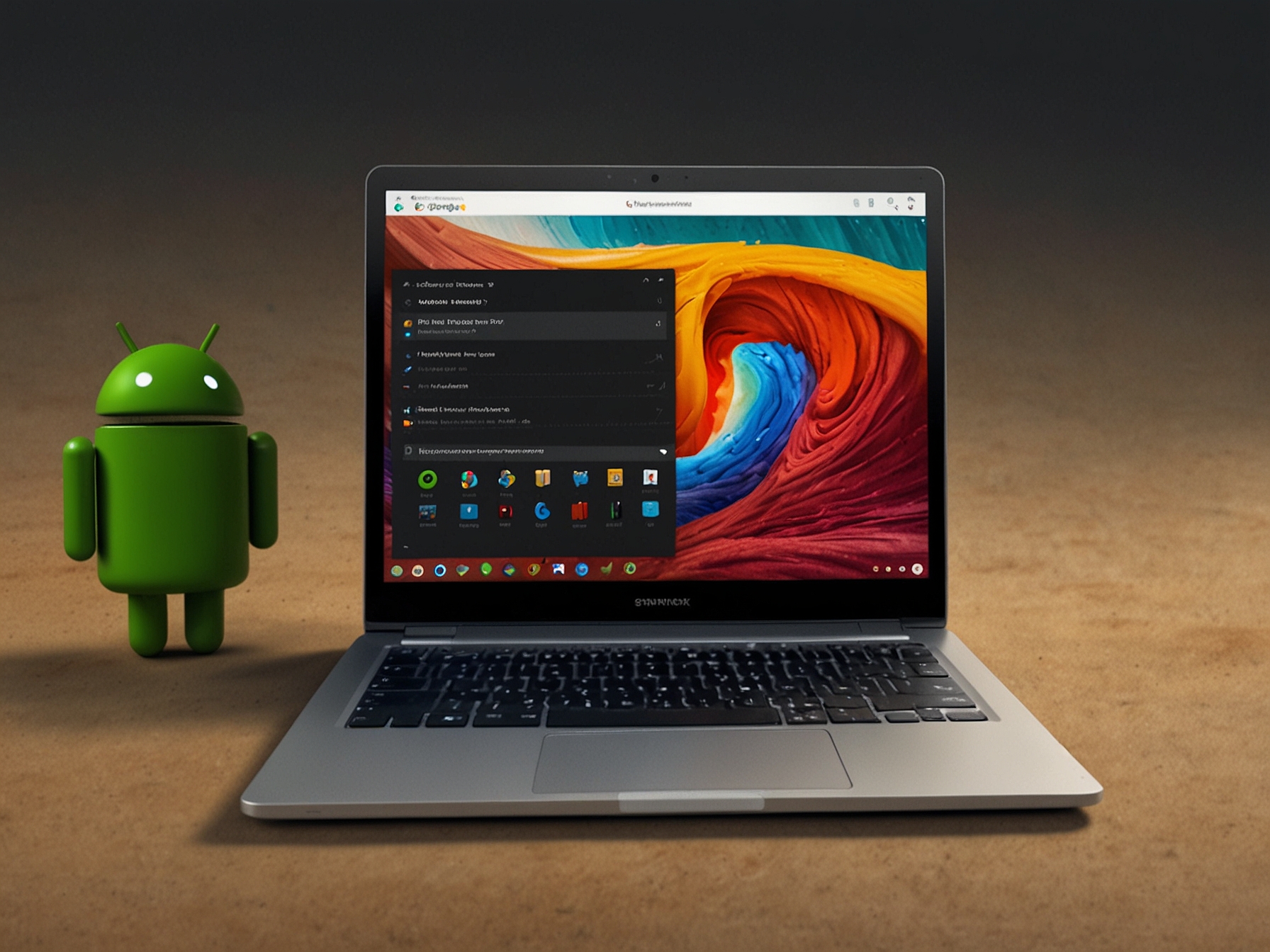 A graphic demonstrating the Quick Start Android setup feature, highlighting the ease and speed of configuring Android apps on a Chromebook with this new streamlined process.