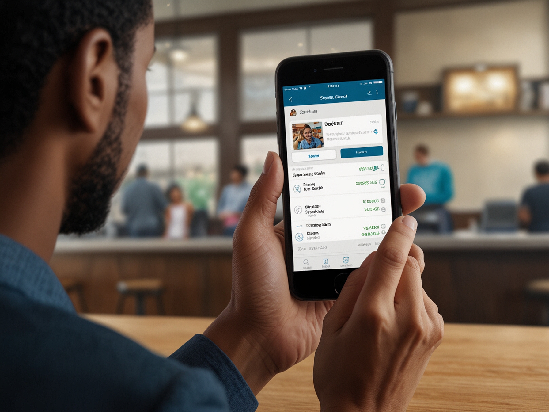 An illustration showcasing SouthState Bank's new user-friendly mobile banking app, highlighting features like mobile check deposits, account transfers, and real-time account alerts for customers.
