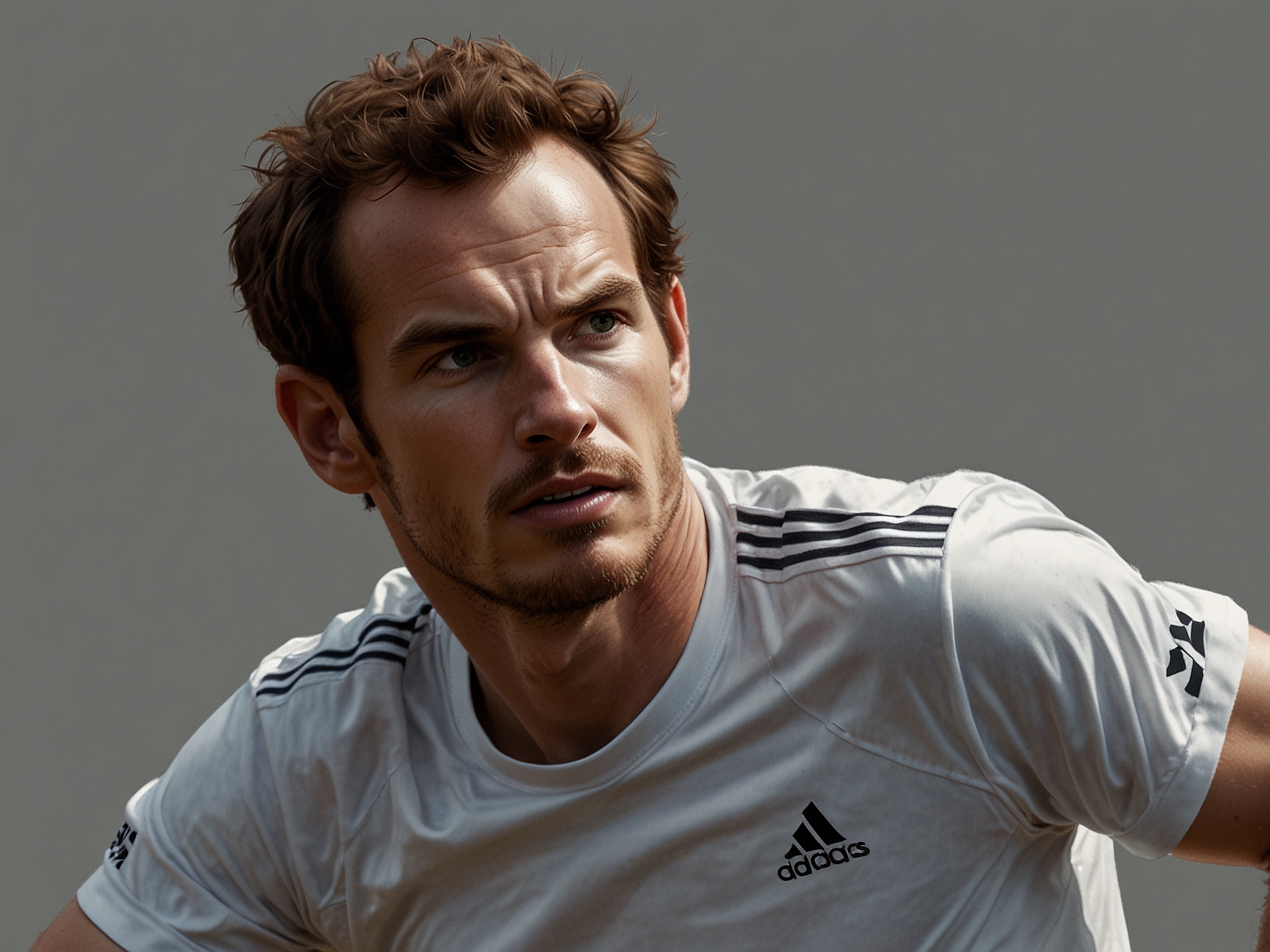 Andy Murray during a practice session, focused and determined, illustrating his remarkable comeback after hip resurfacing surgery.