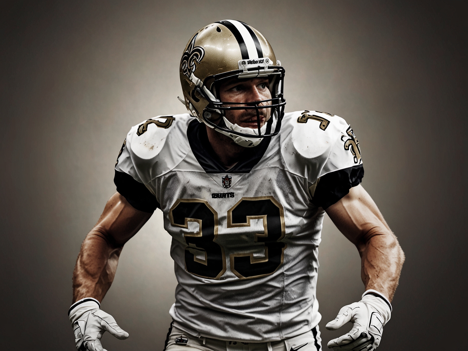Steve Gleason, wearing his New Orleans Saints uniform, during a memorable game where he made a game-changing punt block against the Atlanta Falcons, symbolizing resilience for the city post-Katrina.