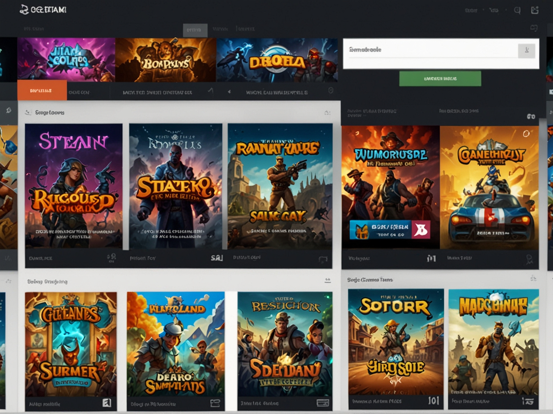 A digital storefront screenshot showcasing various discounted game titles available during the Steam Summer Sale, highlighting featured deals and attractive price cuts.