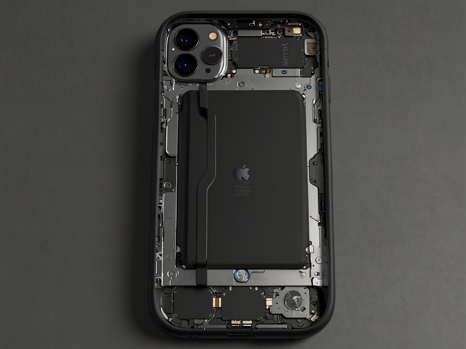 An illustration of an iPhone 16 with a modular design, showcasing how the battery compartment can be easily accessed with standard tools, highlighting the new user-friendly feature.