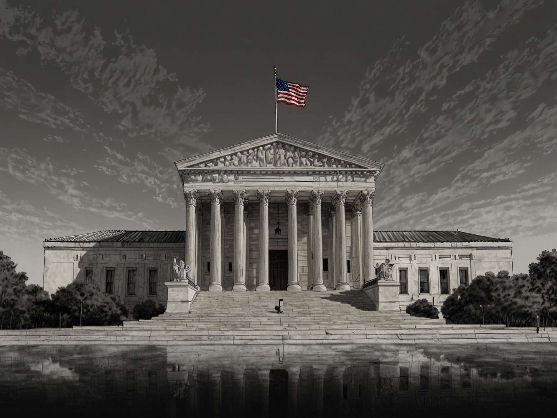 A symbolic image of the U.S. Supreme Court building, highlighting the landmark ruling that sided with the Biden administration in a contentious social media case against conservative states.
