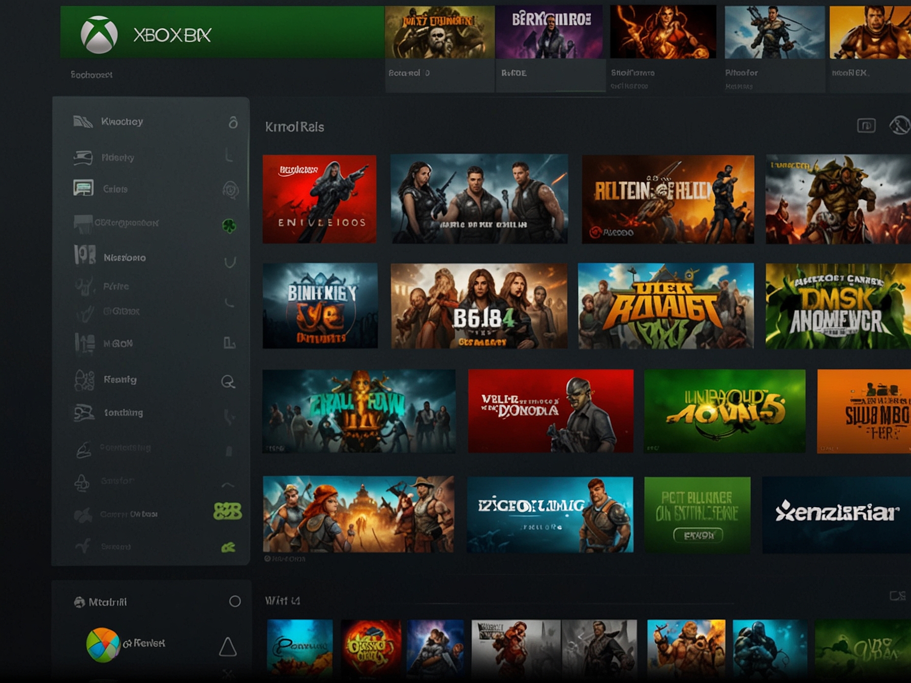 Illustration of an Amazon Fire TV interface showcasing the new Xbox App, with icons for popular games available through the Game Pass Ultimate library.