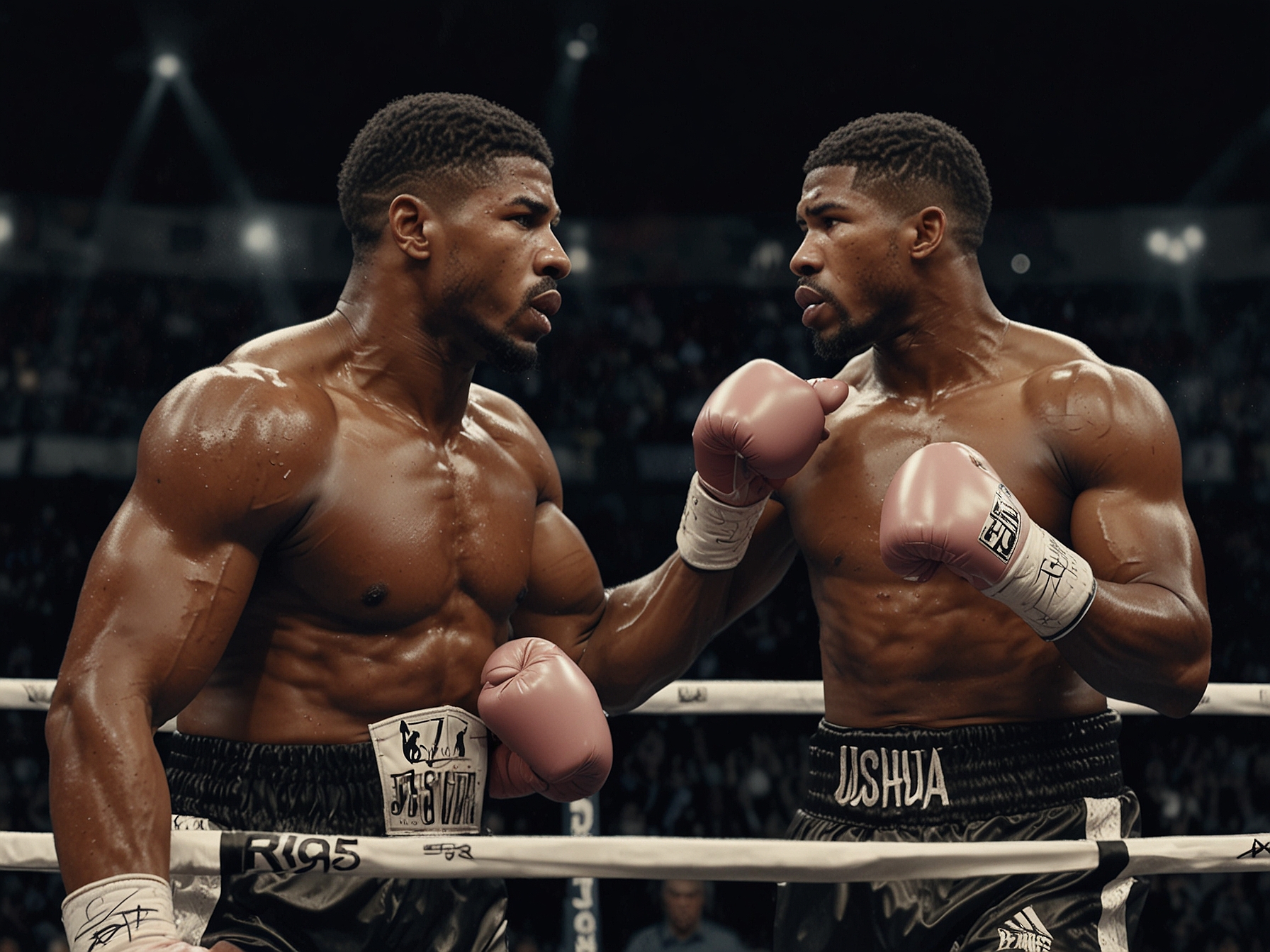 Close-up of Anthony Joshua confronting Daniel Dubois, capturing the moment he tells his rival, ‘don’t disrespect me,’ highlighting the personal and psychological intensity of their rivalry.