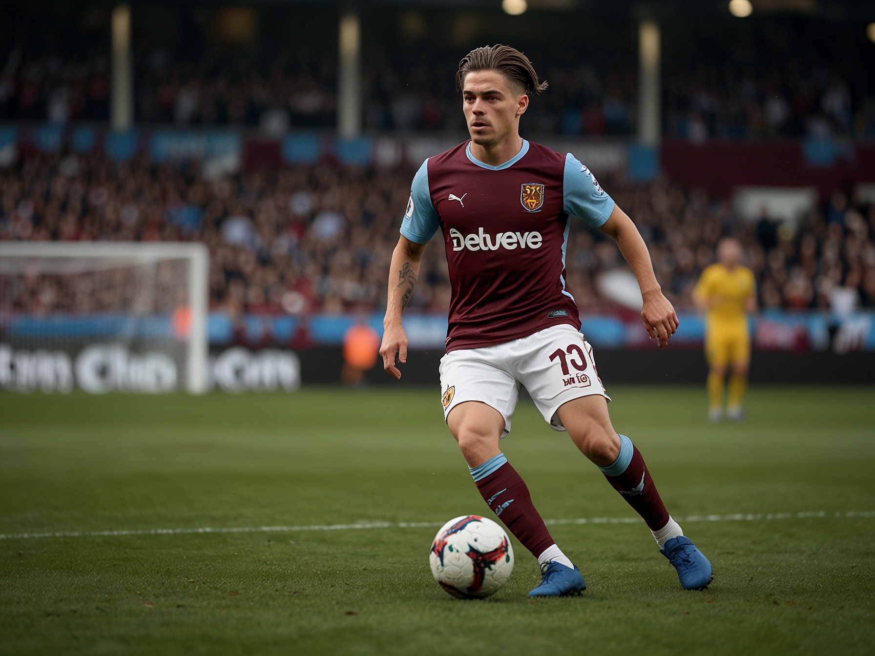 Jack Grealish expertly dribbles past defenders on the field, demonstrating his ball control and vision. This showcases his ability to create goal-scoring opportunities for teammates.