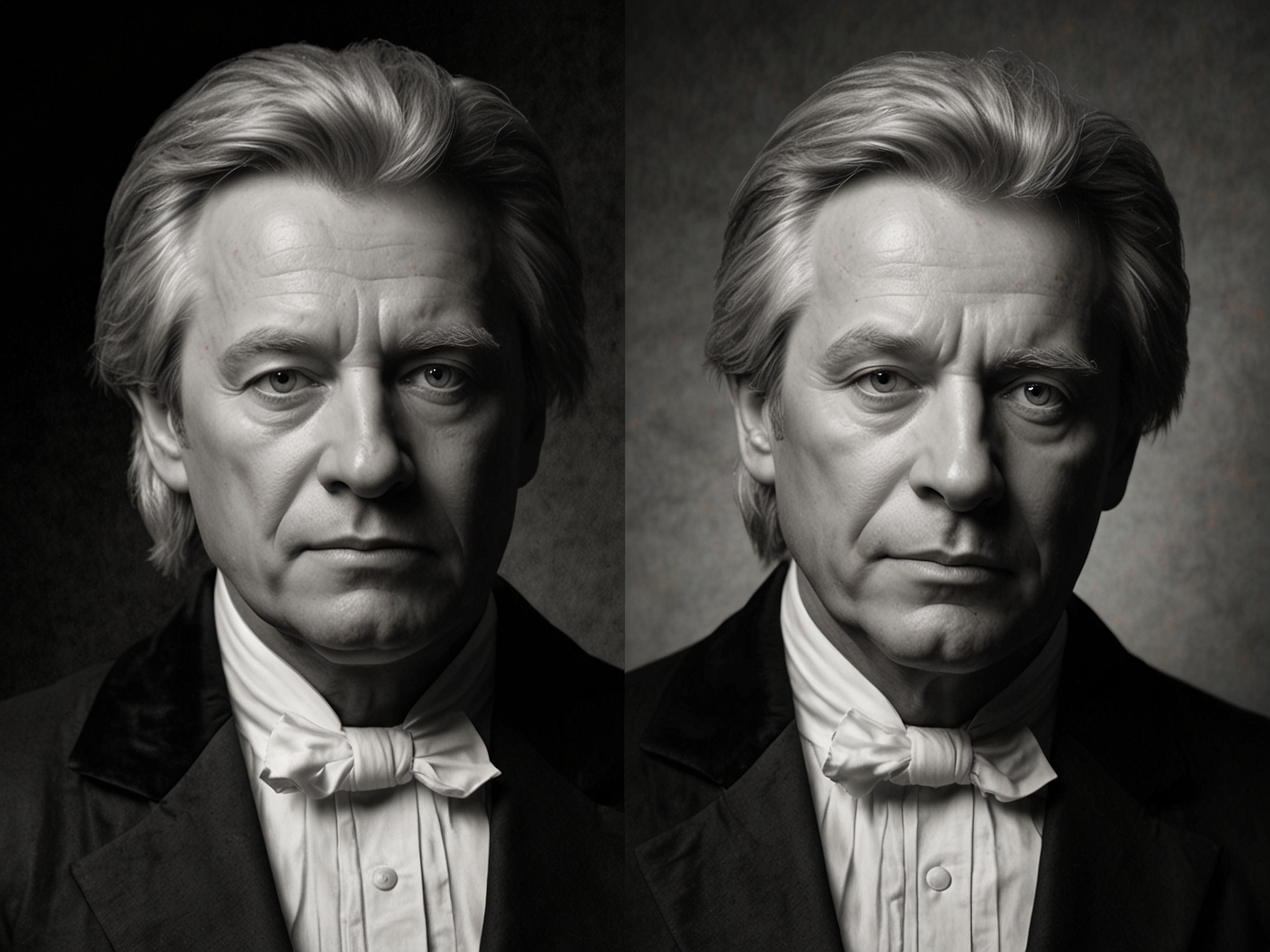 A side-by-side comparison of the forensic reconstruction of Mozart and an image of Ken Barlow, highlighting their uncanny facial similarities that have amused fans online.