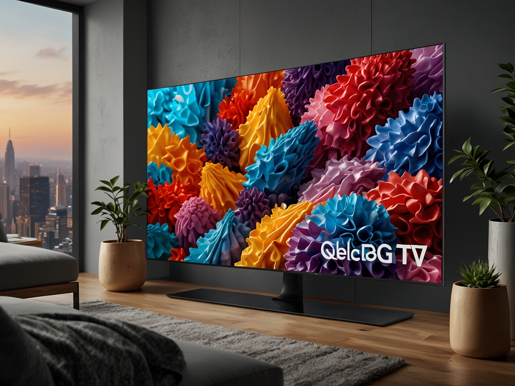 A vibrant 8K QLED TV on display, showcasing Samsung's cutting-edge technology and impressive discount offers during the massive 4th of July sale.