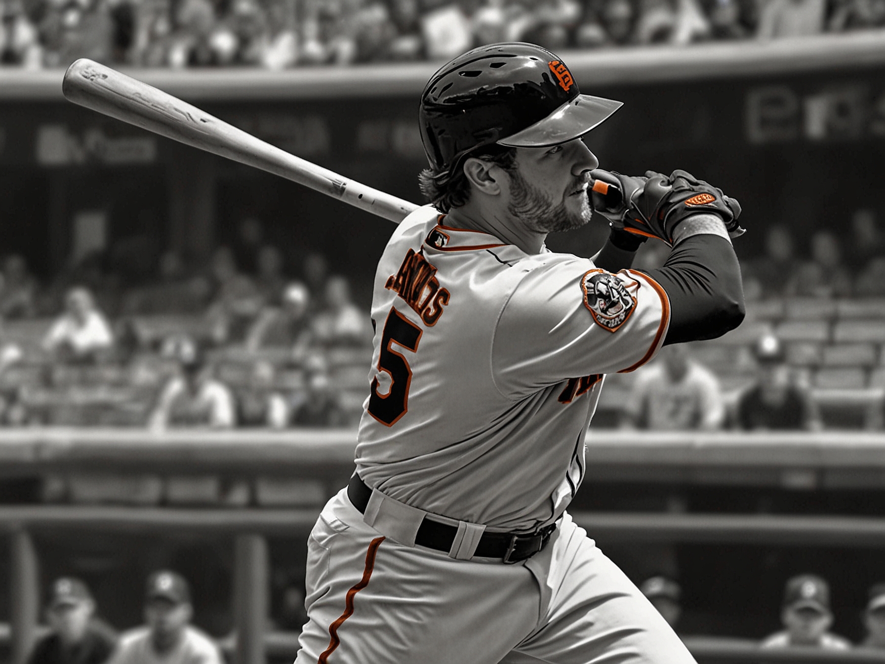 Brett Wisely of the San Francisco Giants hitting a powerful two-run homer in the bottom of the ninth inning against the Los Angeles Dodgers, securing a thrilling 5-3 victory.