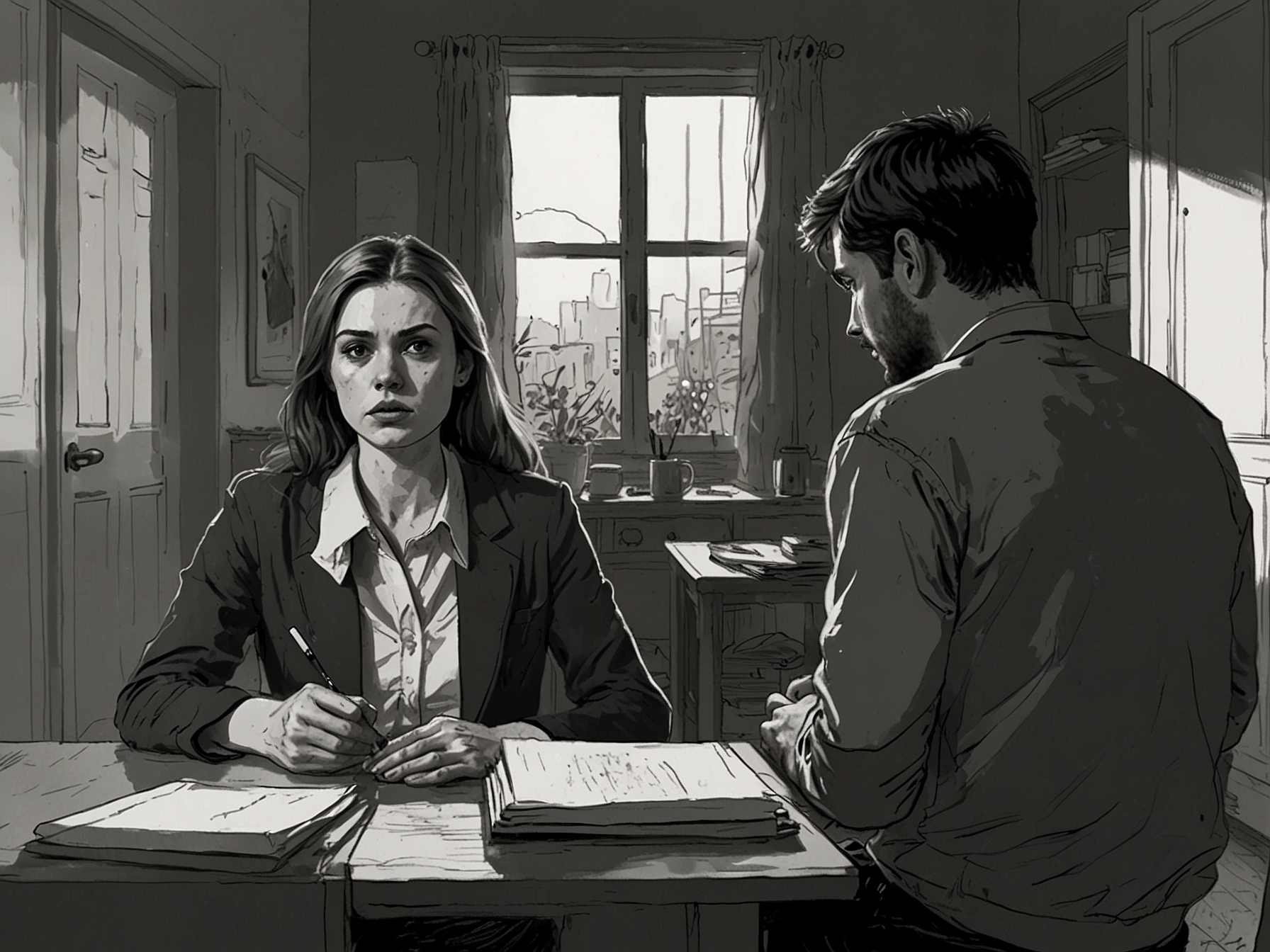 A tense moment from the show depicting a victim recounting their terrifying experience with a manipulative and dangerous roommate, highlighting the raw emotional impact of the trauma endured.