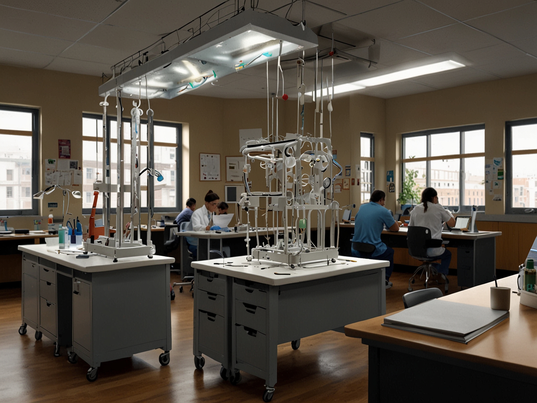 The DIY lab platform showcased in a classroom setting, where students engage in hands-on chemotaxis assays using C. elegans to understand molecular biology and inspire future scientific inquiry.