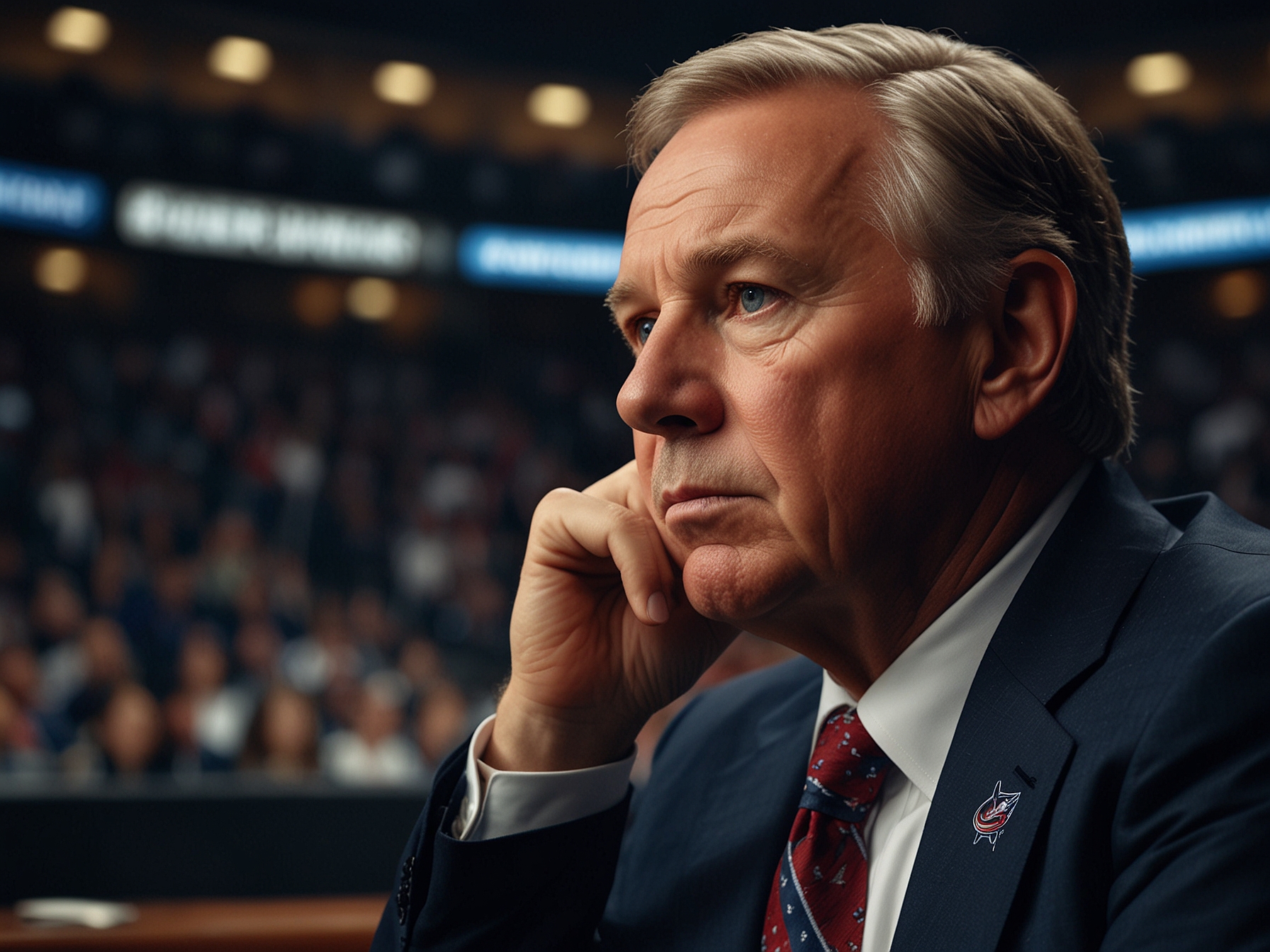 An image of Don Waddell, the new president and general manager of the Columbus Blue Jackets, deep in thought as he contemplates the pivotal decision surrounding the No. 4 draft pick.