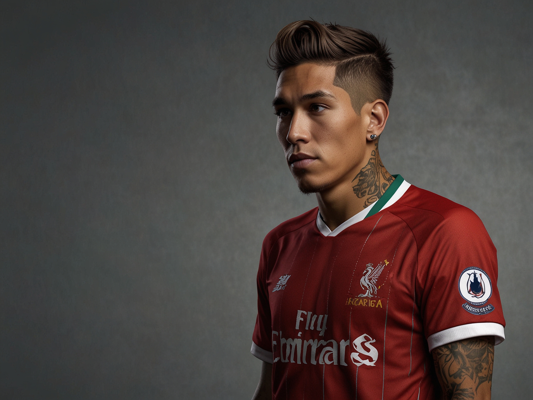Roberto Firmino confidently poses in an unexpected English club's shirt, sparking speculation about his future move and causing a massive stir among football fans and pundits.