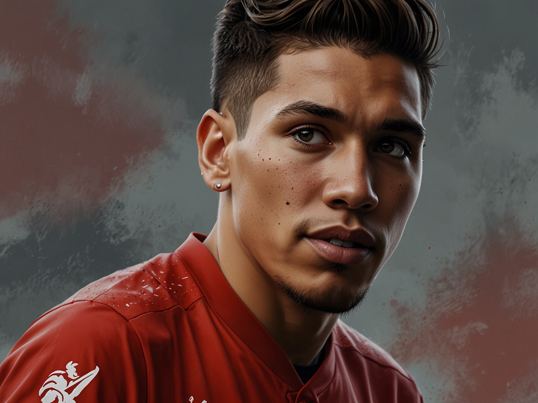 A close-up of Firmino in the new club's attire, emphasizing the bewilderment and discussion it sparked within the football community, remaining uncertain among eagle-eyed fans.