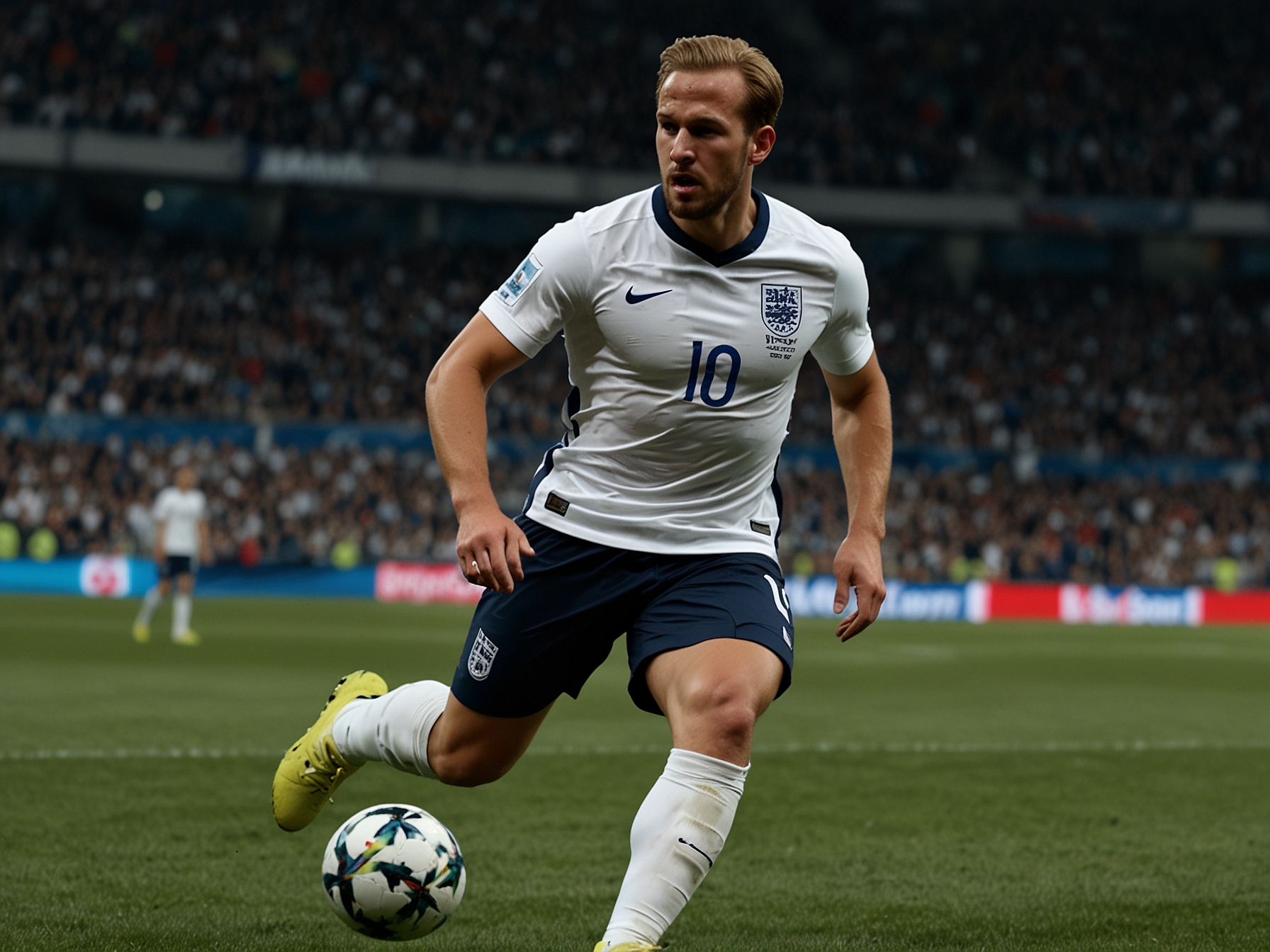 An illustration of England's Harry Kane struggling in a deeper midfield role during the match against Slovenia, highlighting the positional challenges and how it affected his goal-scoring ability.
