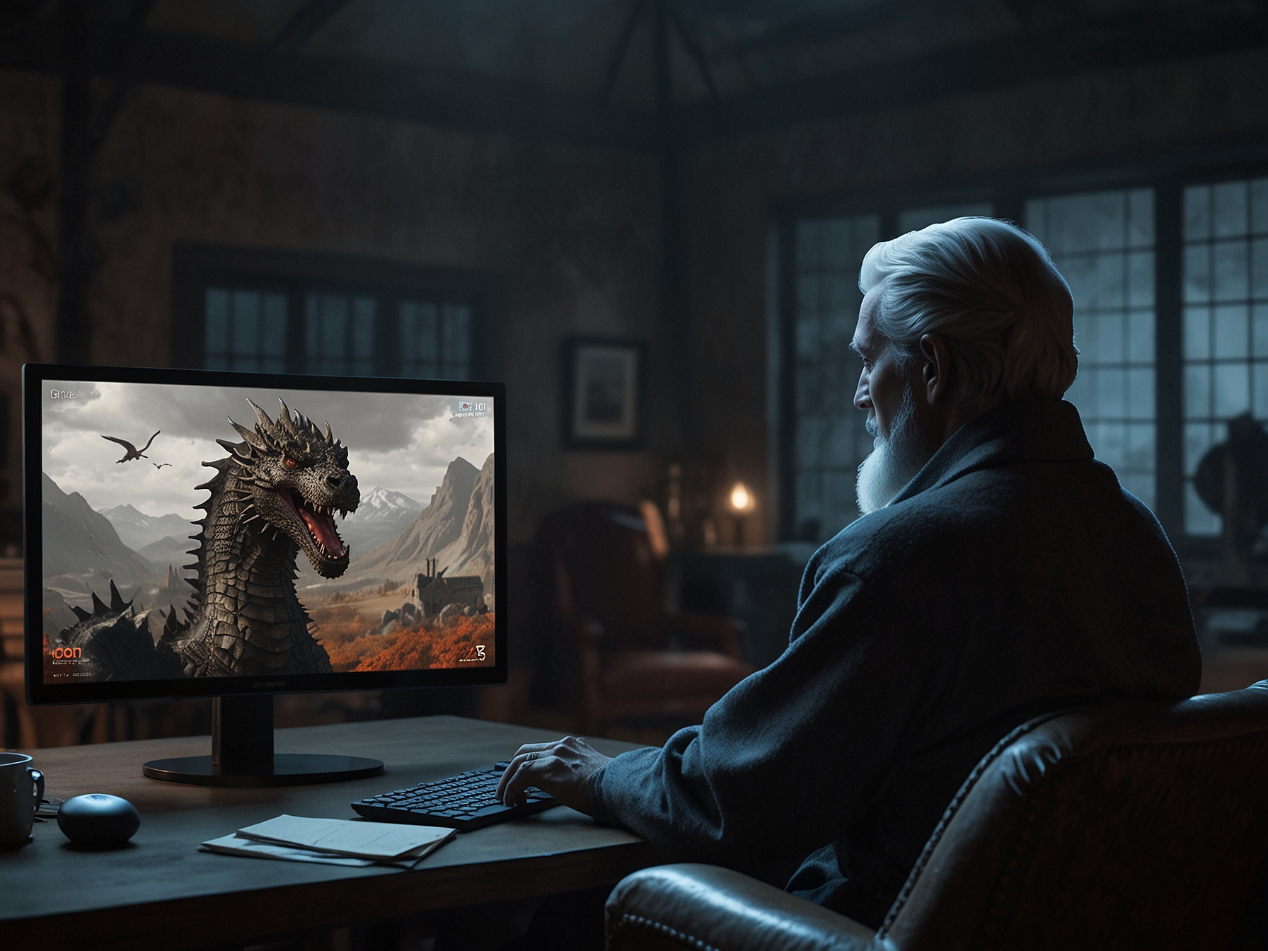 A fan viewing 'House of the Dragon' on a streaming platform, utilizing a VPN for seamless access from outside the U.S., showcasing the global interest in the series.