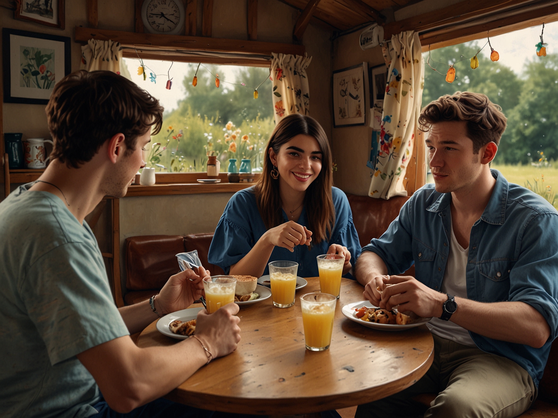 Dua Lipa and Callum Turner share a laid-back lunch with her family, depicting a moment of tranquility and connection before the excitement of her Glastonbury performance.