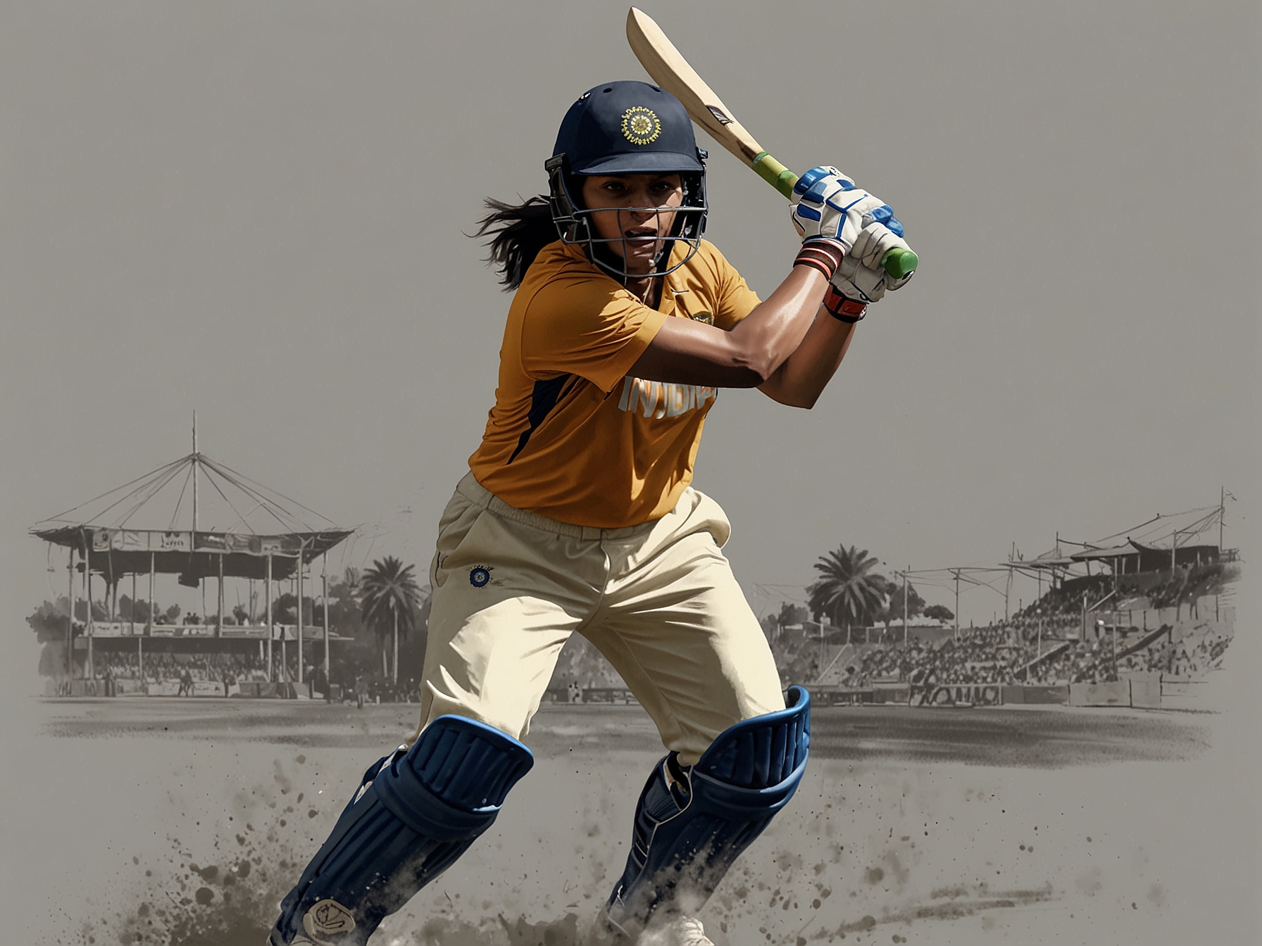 India Women's star opener plays a majestic shot, showcasing her aggressive and technically sound batting that helped set a competitive total against South Africa Women.