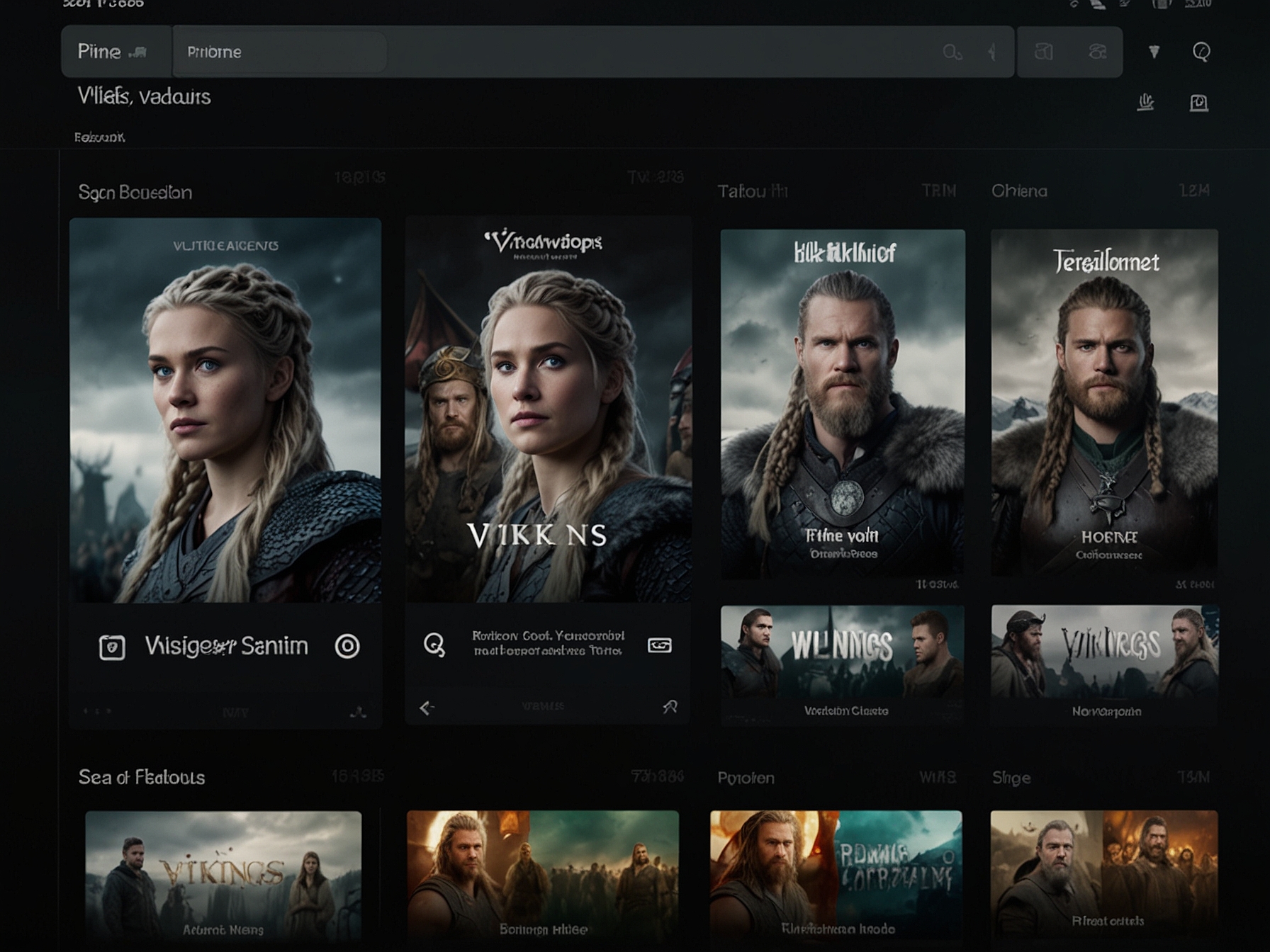 Screenshots of Amazon Prime Video, Hulu, and Paramount+ interfaces showing 'Vikings', highlighting free trial options available for watching the series without cost.