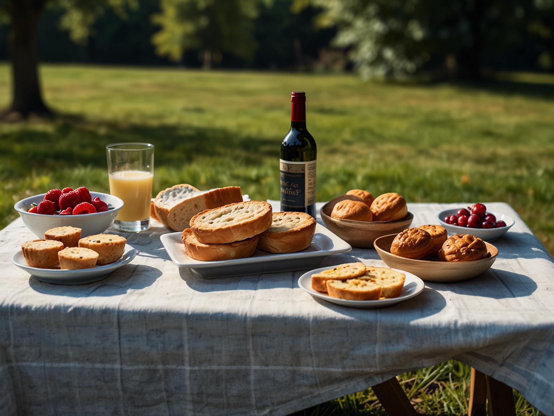 An outdoor picnic setup featuring the £2 pork pie as the centerpiece. Friends and family enjoy the savory treat, highlighting its portability and crowd-pleasing taste.