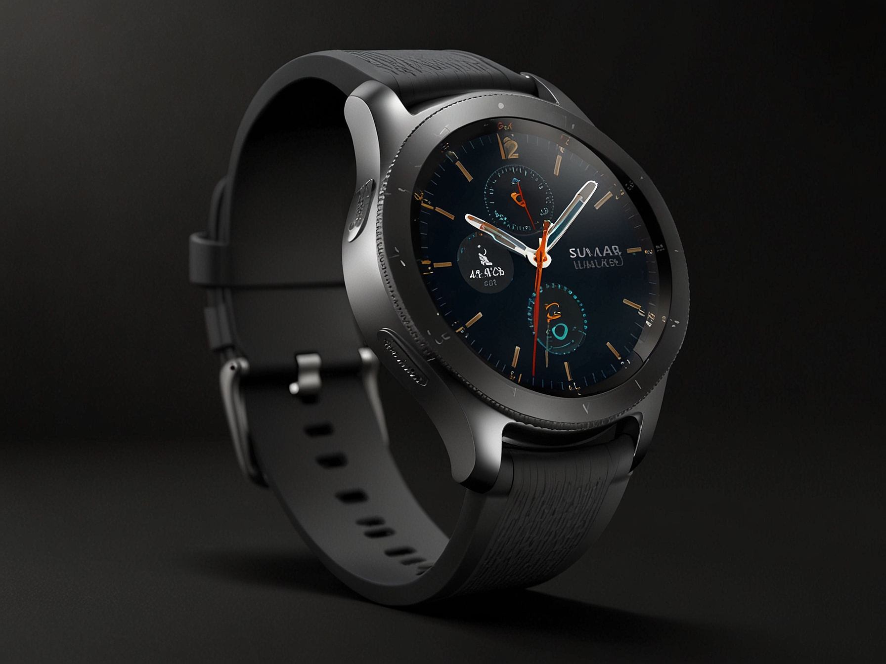 Render of Samsung Galaxy Watch Ultra showcasing its sleek design, larger display, and robust materials like titanium, underscoring its advanced health tracking and durability features.