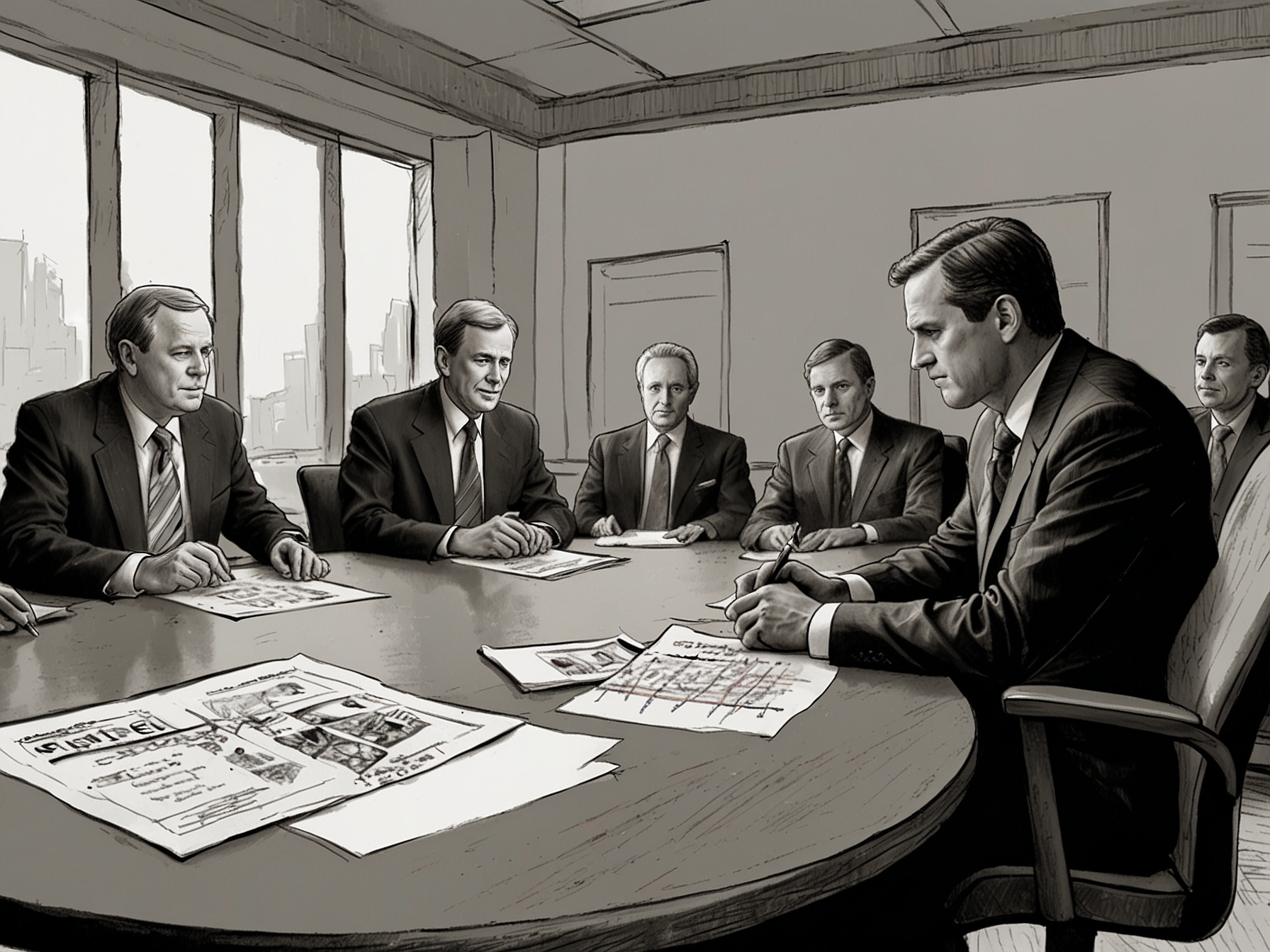 A meeting room with GOP firm operatives discussing campaign strategies. This image illustrates the strategic planning and unusual alliances that influence election outcomes.