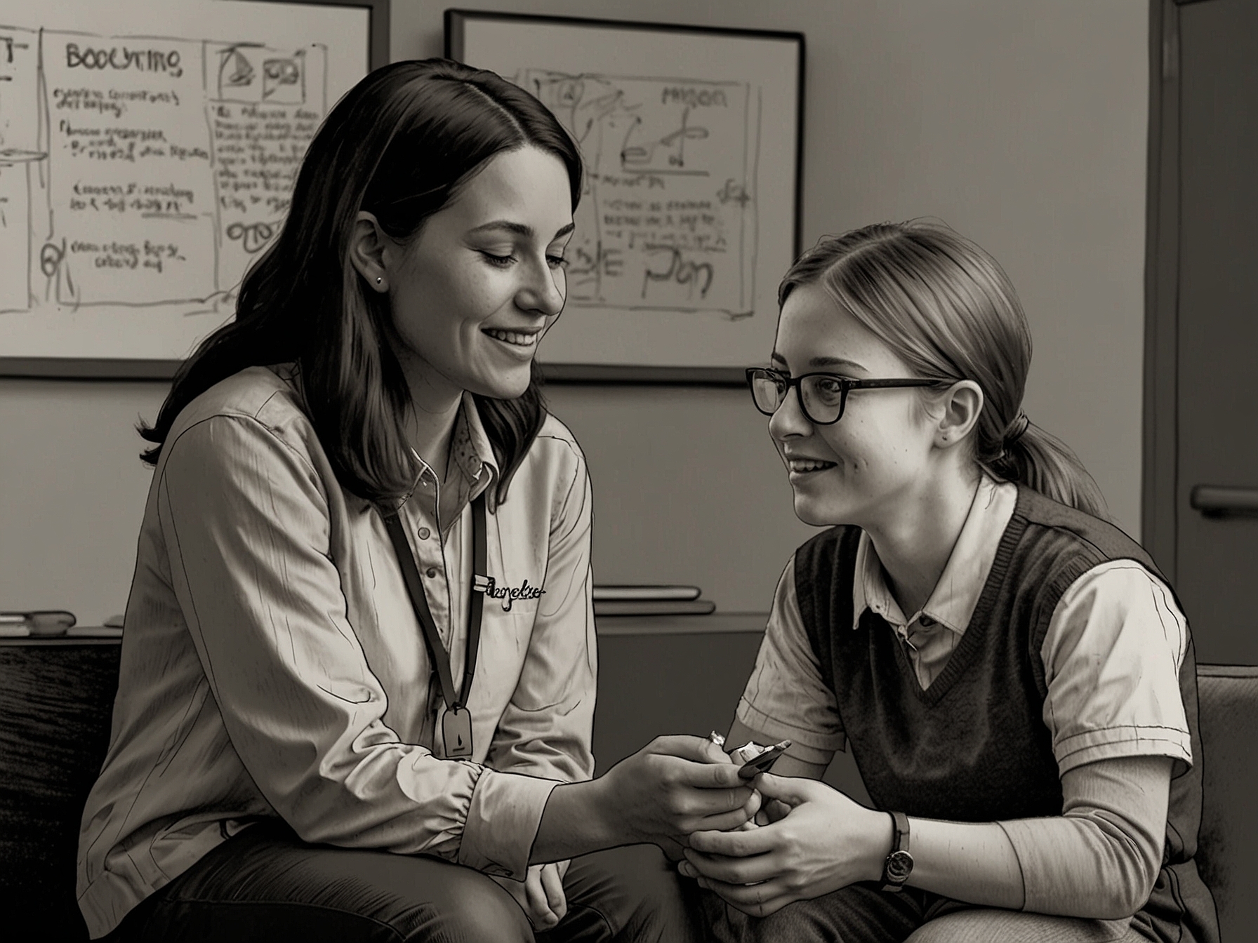 A school counselor provides emotional support to a student, highlighting the increased mental health services implemented using federal COVID aid funds.