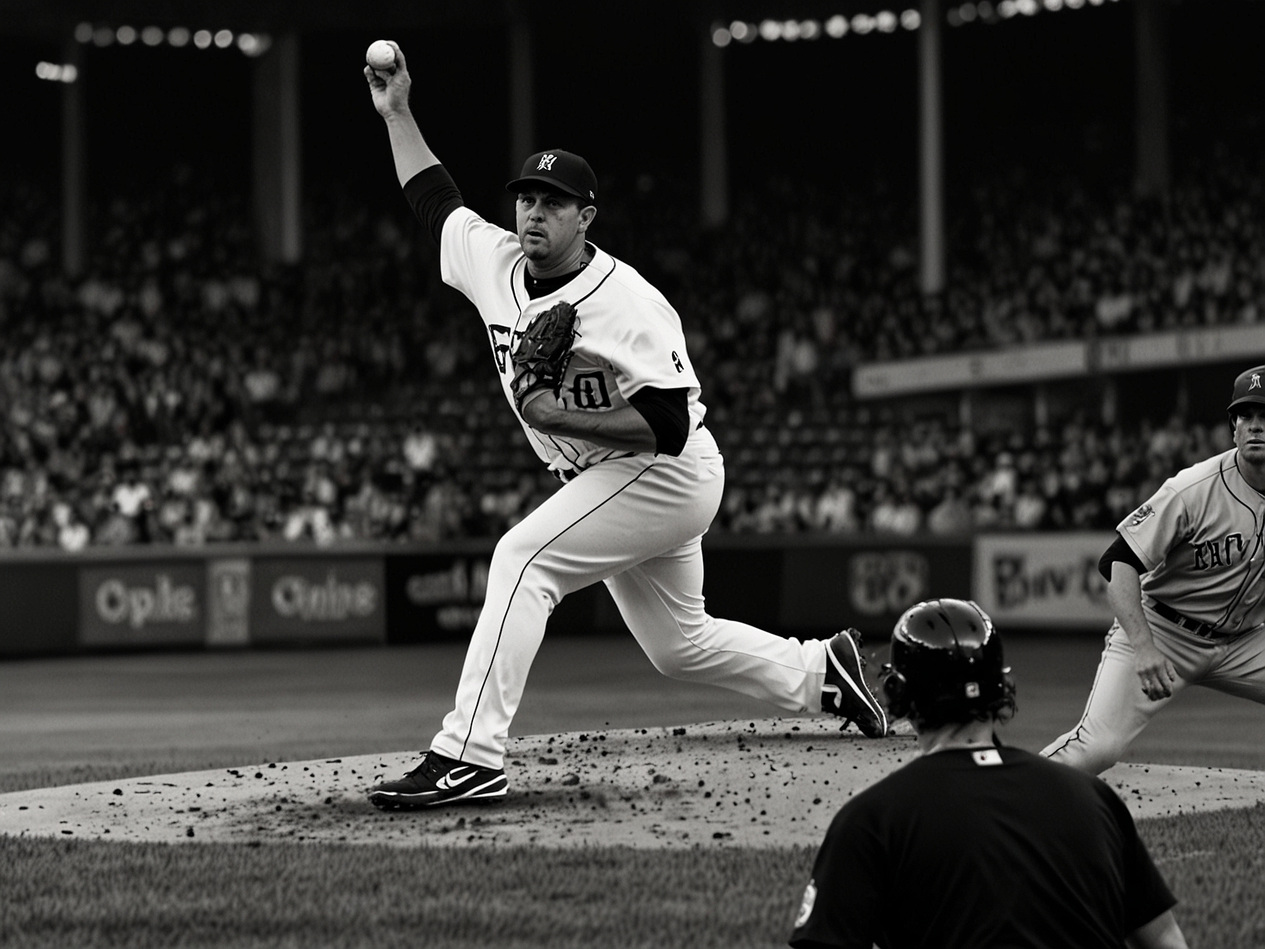 Image of Tigers' closer José Cisnero pitching in the ninth inning, maintaining composure under immense pressure to secure a narrow 7-6 victory against the Angels in a thrilling finish.