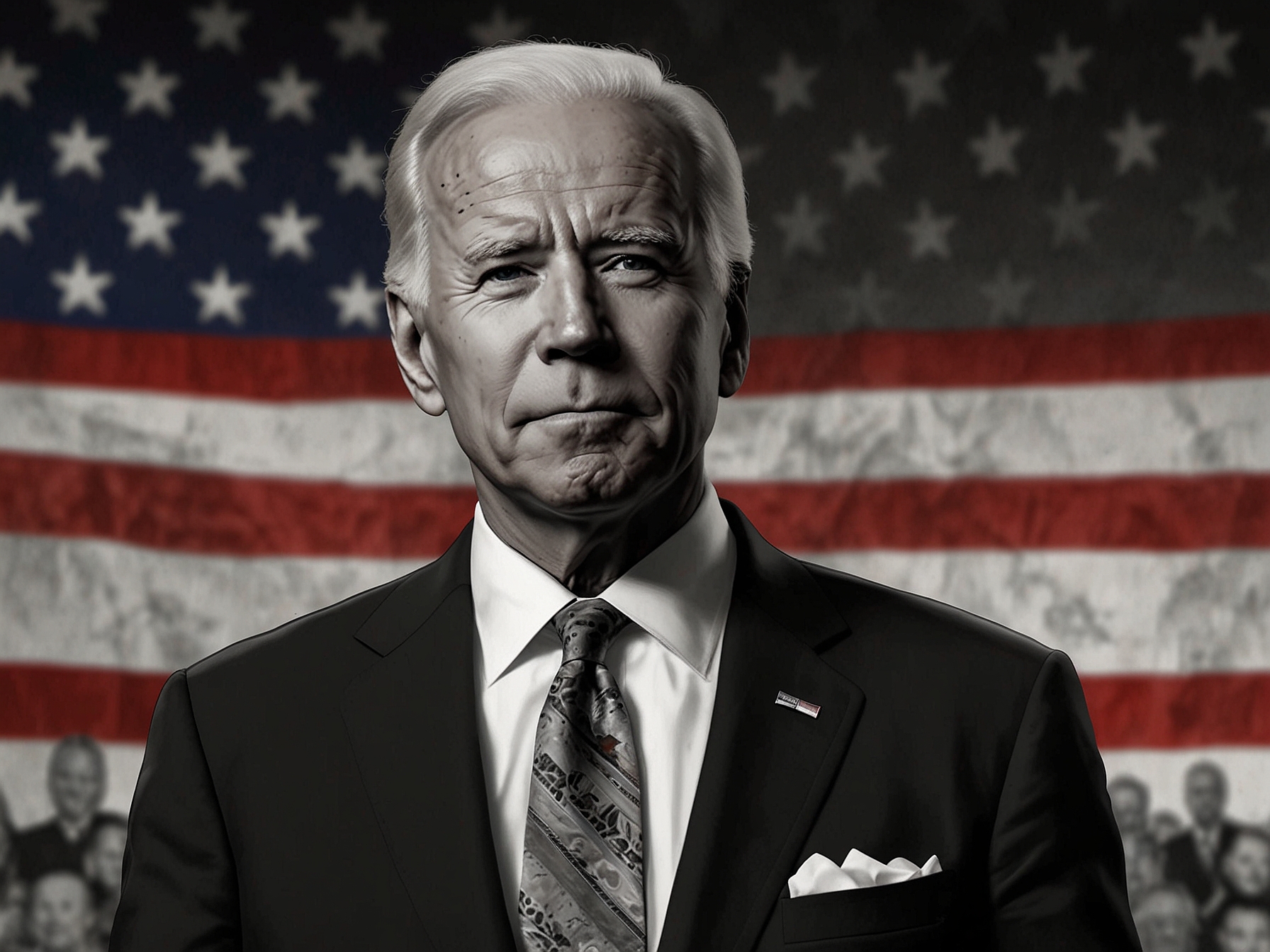 President Joe Biden during a debate, looking confident and composed, representing the campaign's message of stability and experience despite concerns about his age.