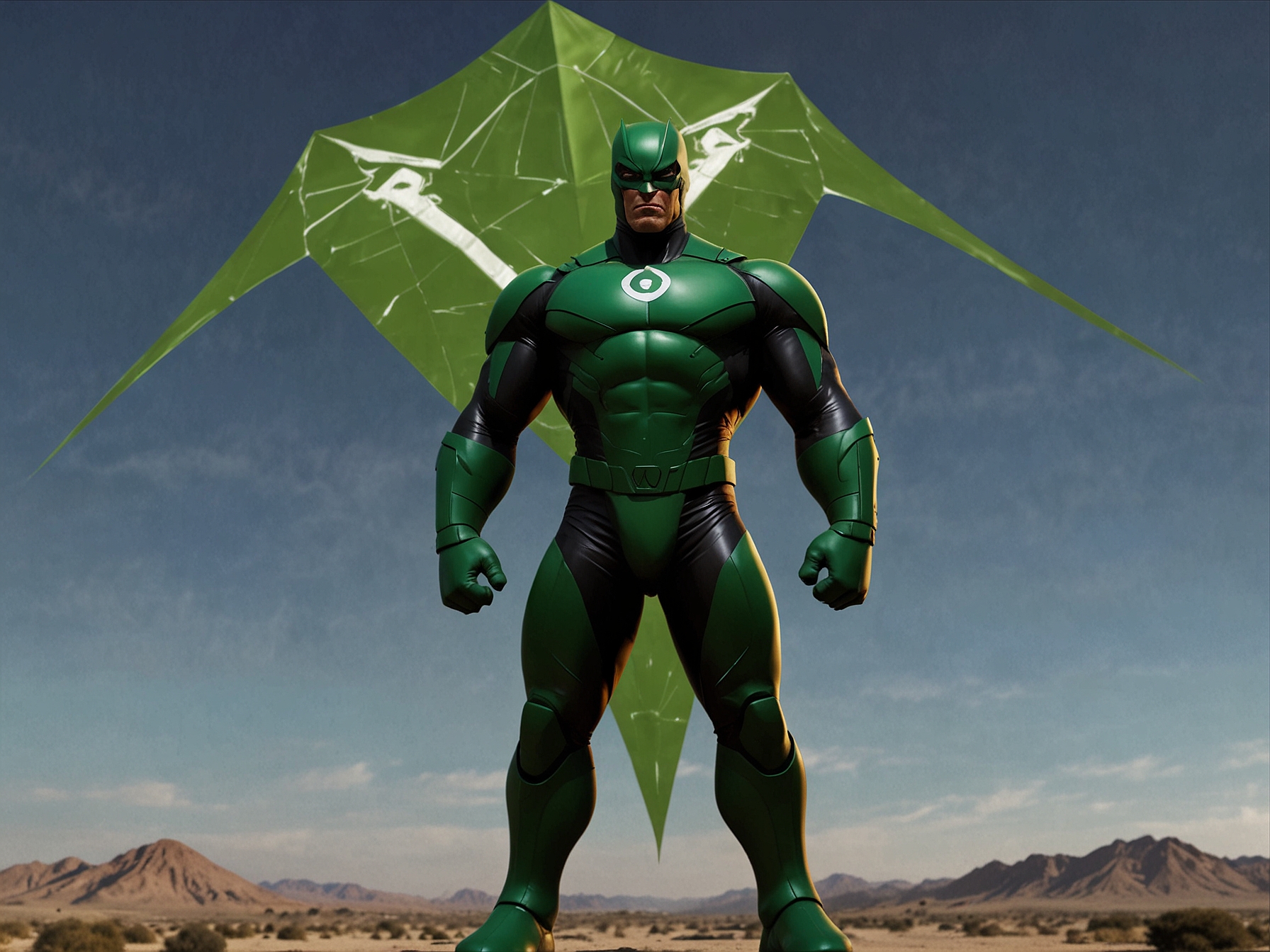 Kite Man, wearing his iconic green costume and jet-powered kite, faces Darkseid's imposing and menacing figure. The vibrant animation captures a blend of comedy and high stakes.