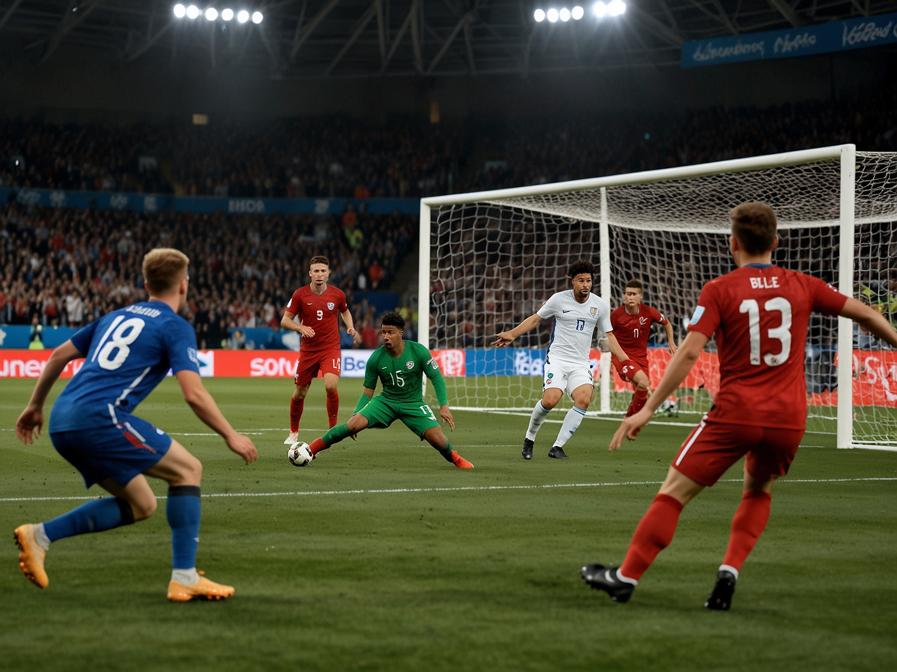 Jude Bellingham scores the equalizing goal against Slovakia, maneuvering past defenders and striking the ball into the net, igniting the English fans' excitement at Euro 2024.