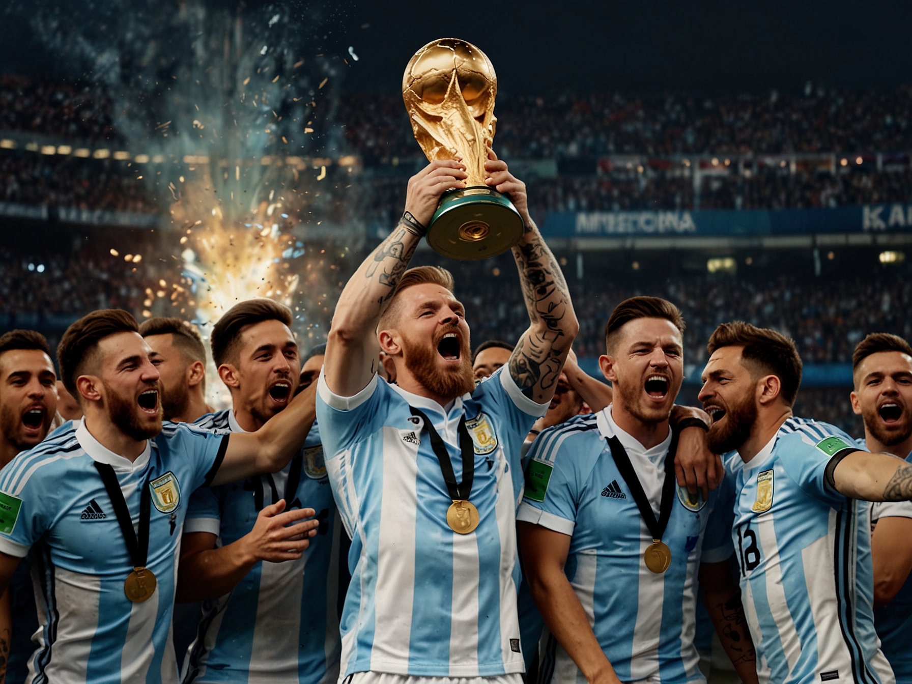 Argentina's national football team celebrates a victory, showcasing their potential to win the Copa America. This image symbolizes McGregor's faith in the team's abilities.