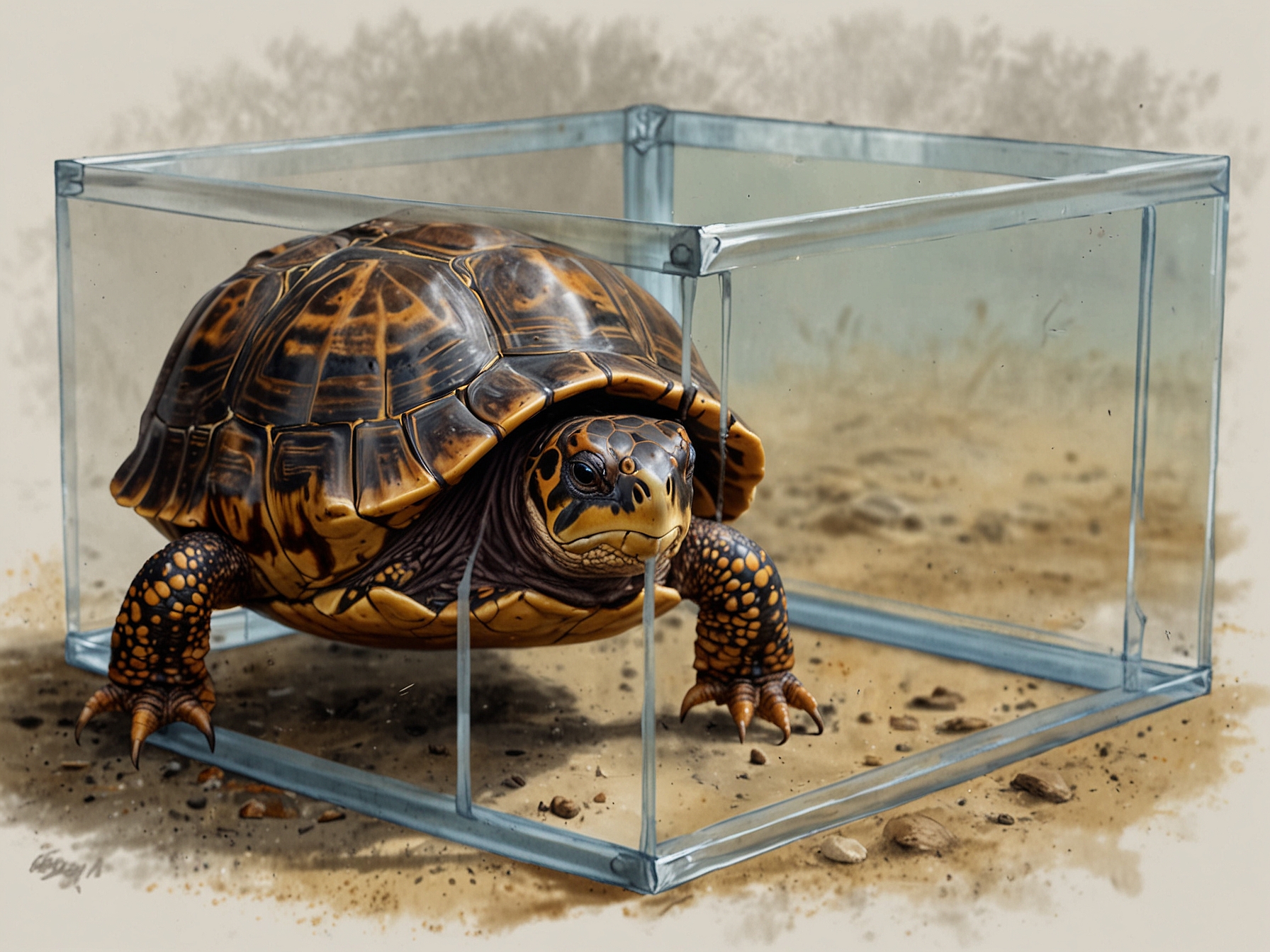 The 29 eastern box turtles rescued from the smuggling attempt, temporarily housed by wildlife authorities. The image illustrates the importance of rescue and rehabilitation efforts for protected species.