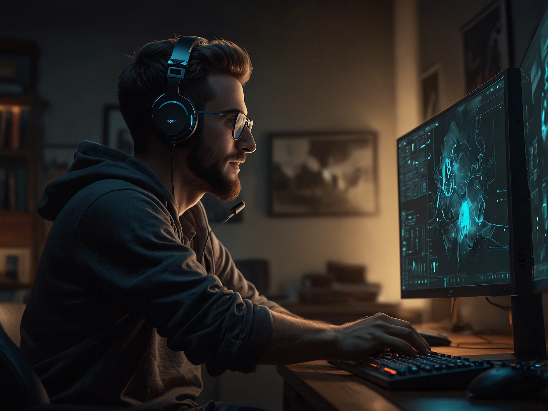 A gamer enjoying smooth, fluid gameplay on a high-resolution monitor with a 144Hz refresh rate, showcasing the benefits of monitor upgrades in enhancing visual performance.