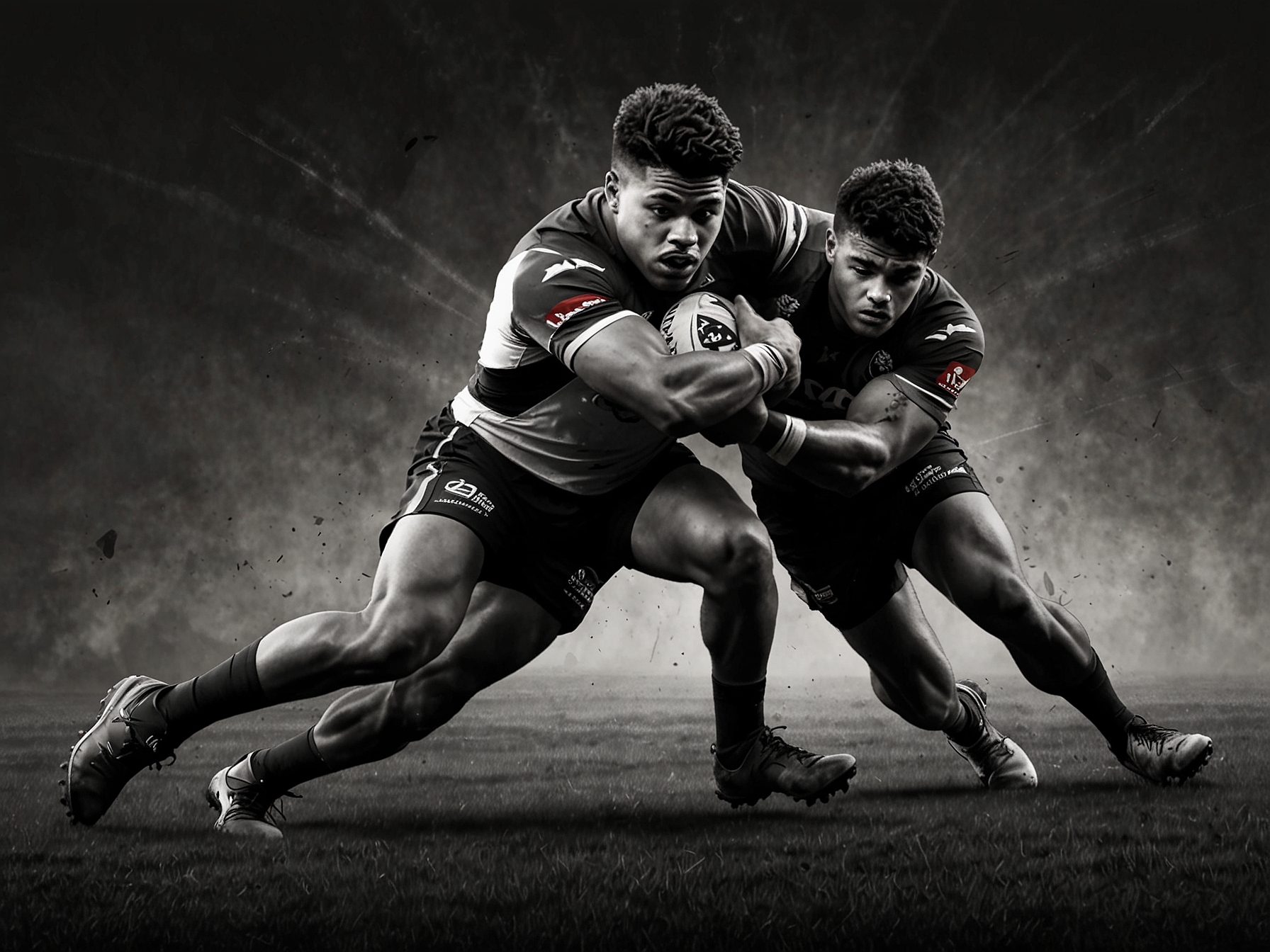 Latrell Mitchell executing a crucial tackle, emphasizing his role as the last line of defense. His positioning and strength in the fullback position prevent opposition tries and launch counter-attacks.