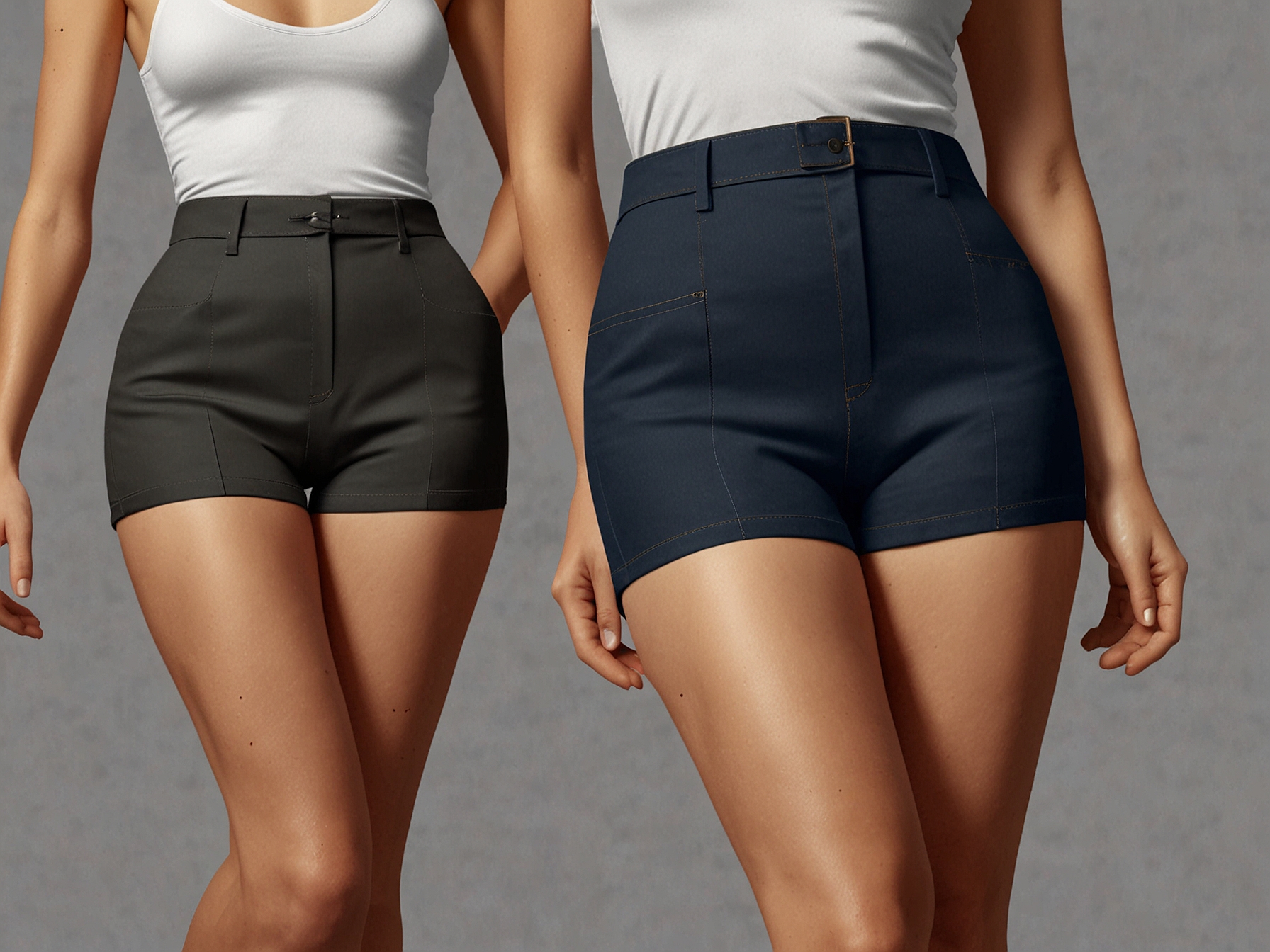 A close-up image showcasing the high-waisted design and strategically placed seams of the M&S booty-enhancing shorts, emphasizing their curve-enhancing and sculpting features.