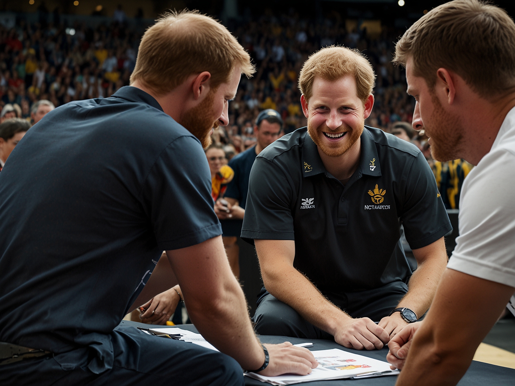 Prince Harry engaging with participants at the Invictus Games, highlighting his work with injured veterans. This image underscores the services that resonated with the ESPYs selection committee.