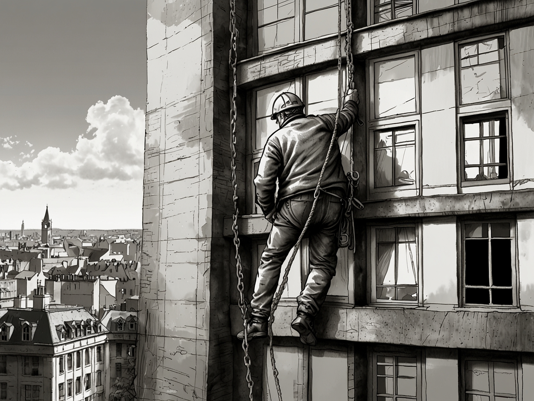 Ed Davey abseiling down a building as part of an urban renewal initiative, reflecting the party's plans for revitalizing city areas and fostering economic growth.