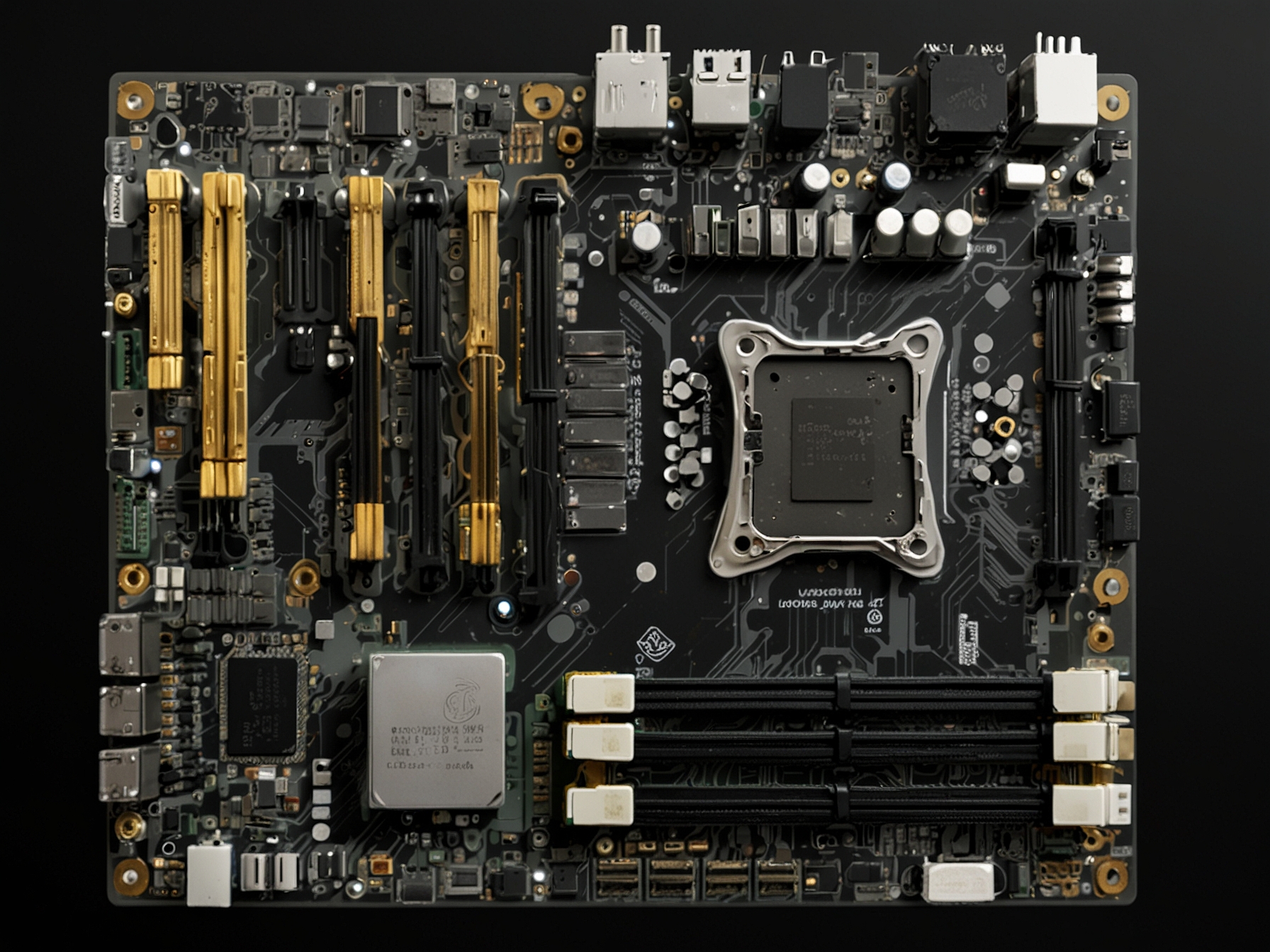 A detailed motherboard layout showcasing the Loongson 3A6000 processor, with prominent labels on DDR4 memory slots, PCIe 3.0 interface, and secure boot capabilities.