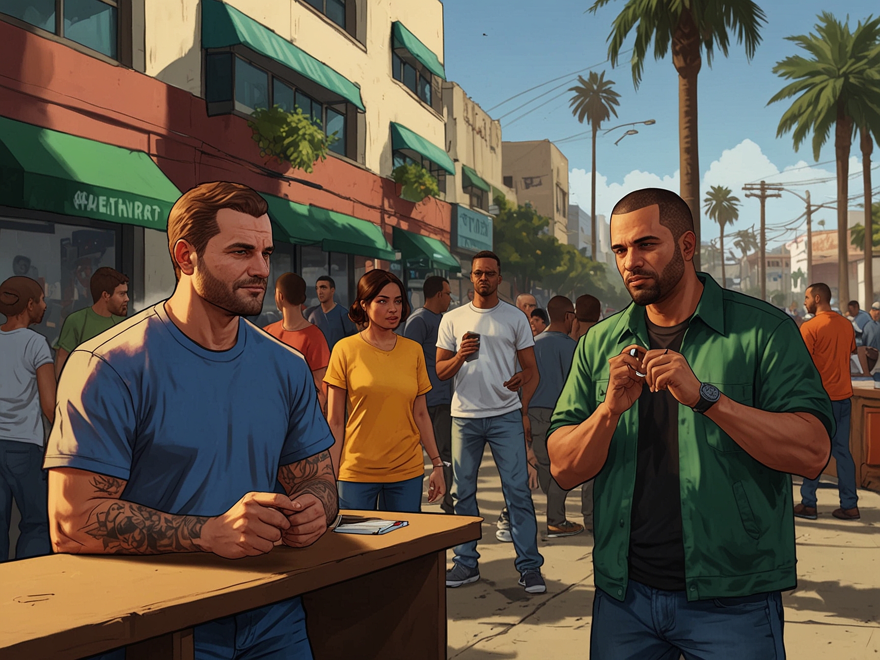 Scene showing GTA Online players engaging in a community challenge, highlighting collaboration and competition with new dynamic objectives in the 2024 update.
