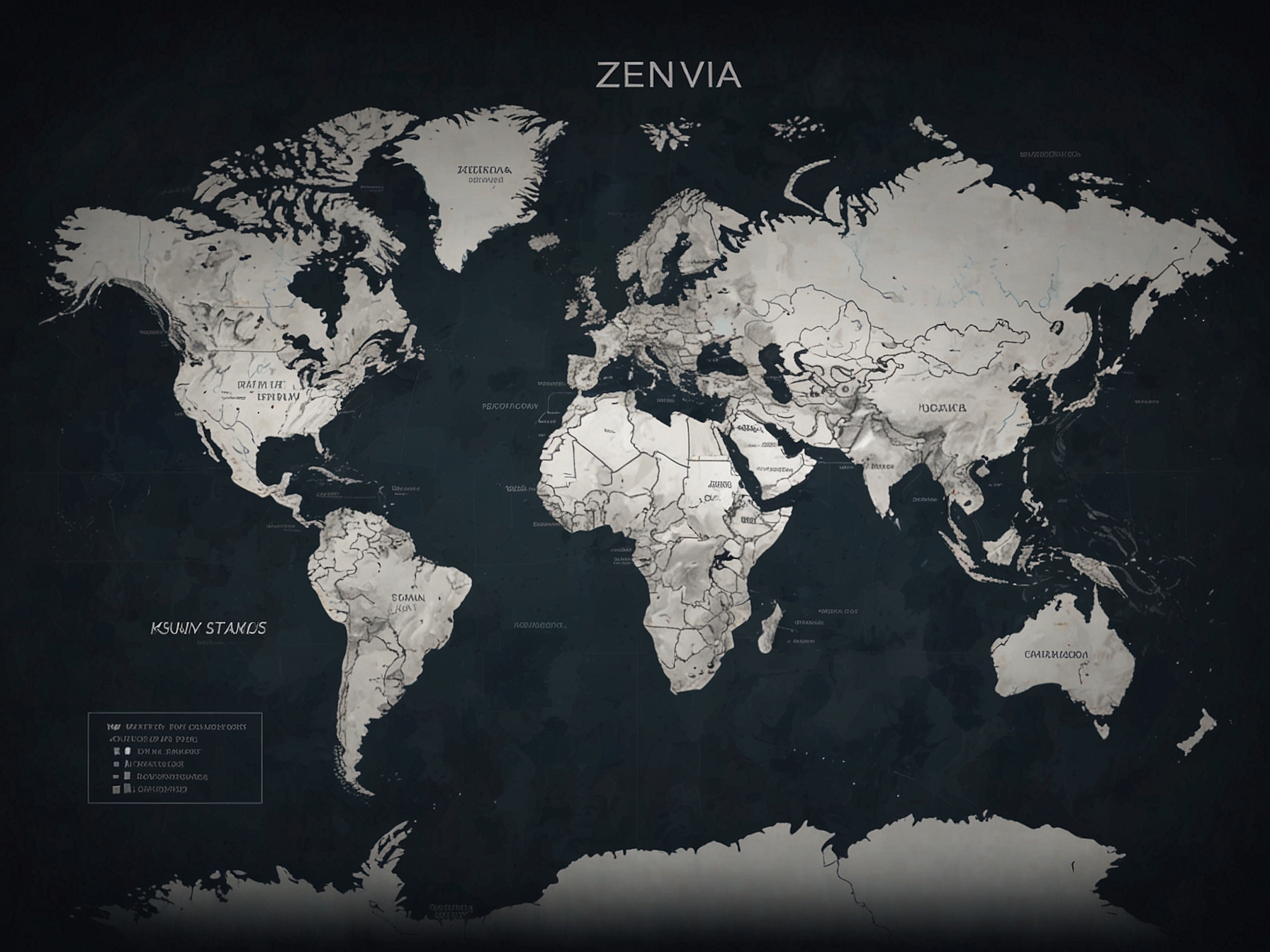 A global map with highlighted regions indicating Zenvia's expansion into new markets, illustrating the company's strategic partnerships and geographic growth plans.