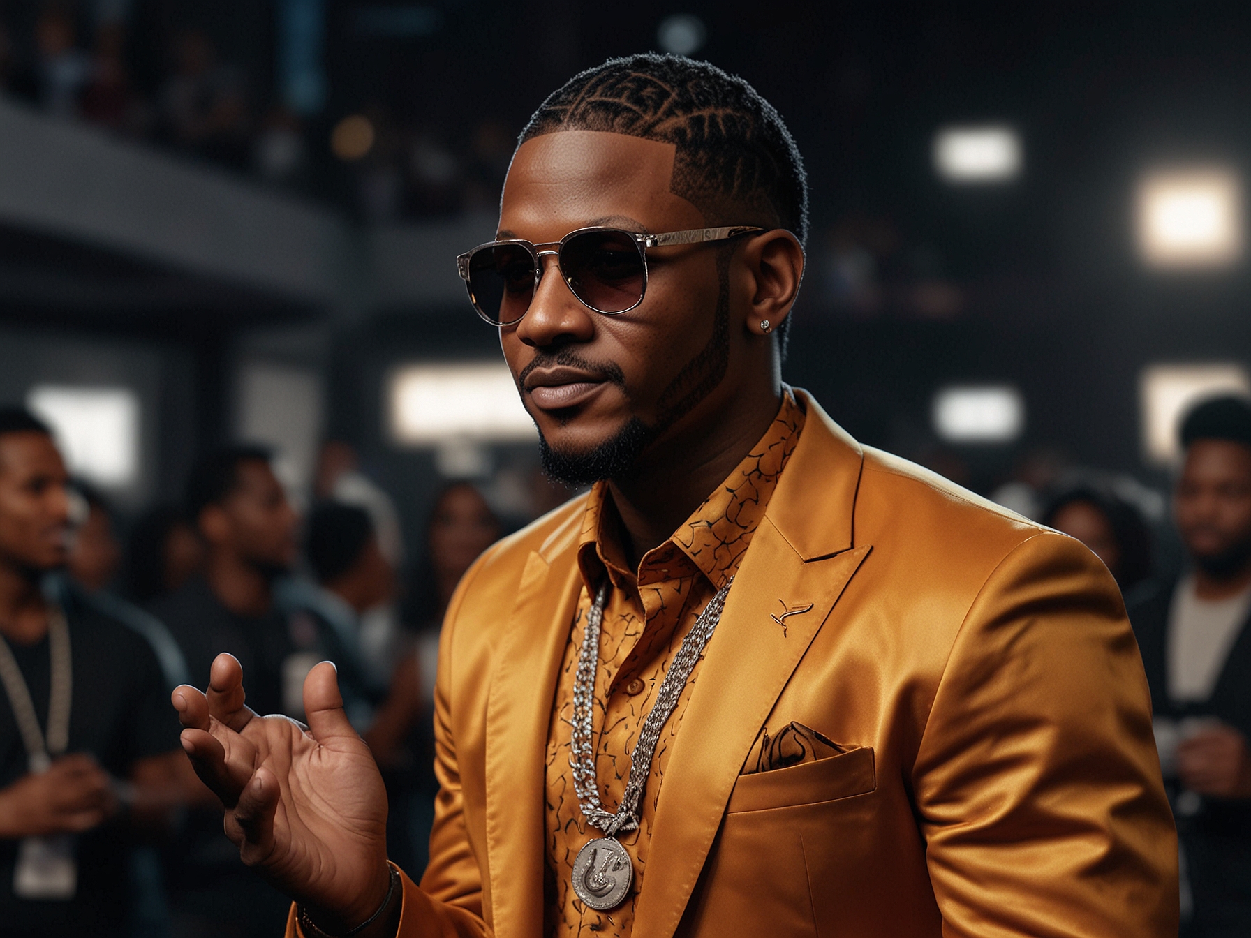 BossMan Dlow passionately discussing his musical journey and admiration for Usher, highlighting 'Confessions Part II' as his favorite Usher song, during the BET Awards 2024 red carpet interview.